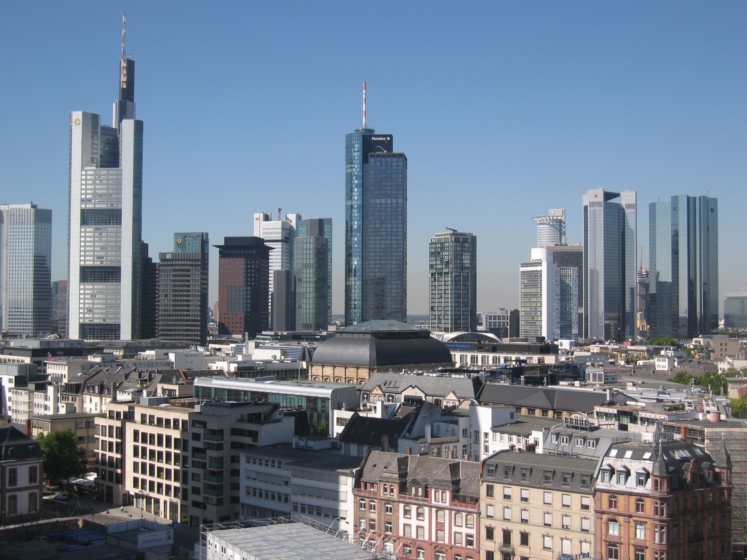 Frankfurt skyline with skyscrapers and buildings HD Wallpaper