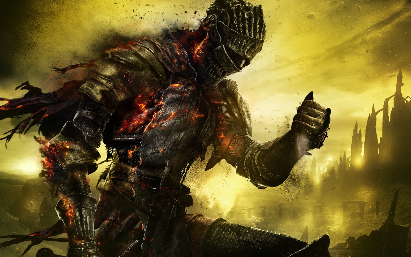 Knight from Dark Souls 3 with fire and ash HD Wallpaper