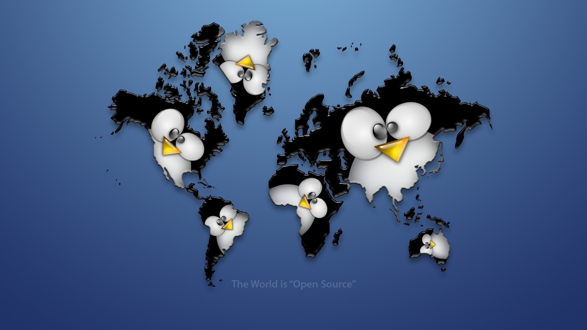 Linux Penguin World Map Open Source HD Wallpaper
