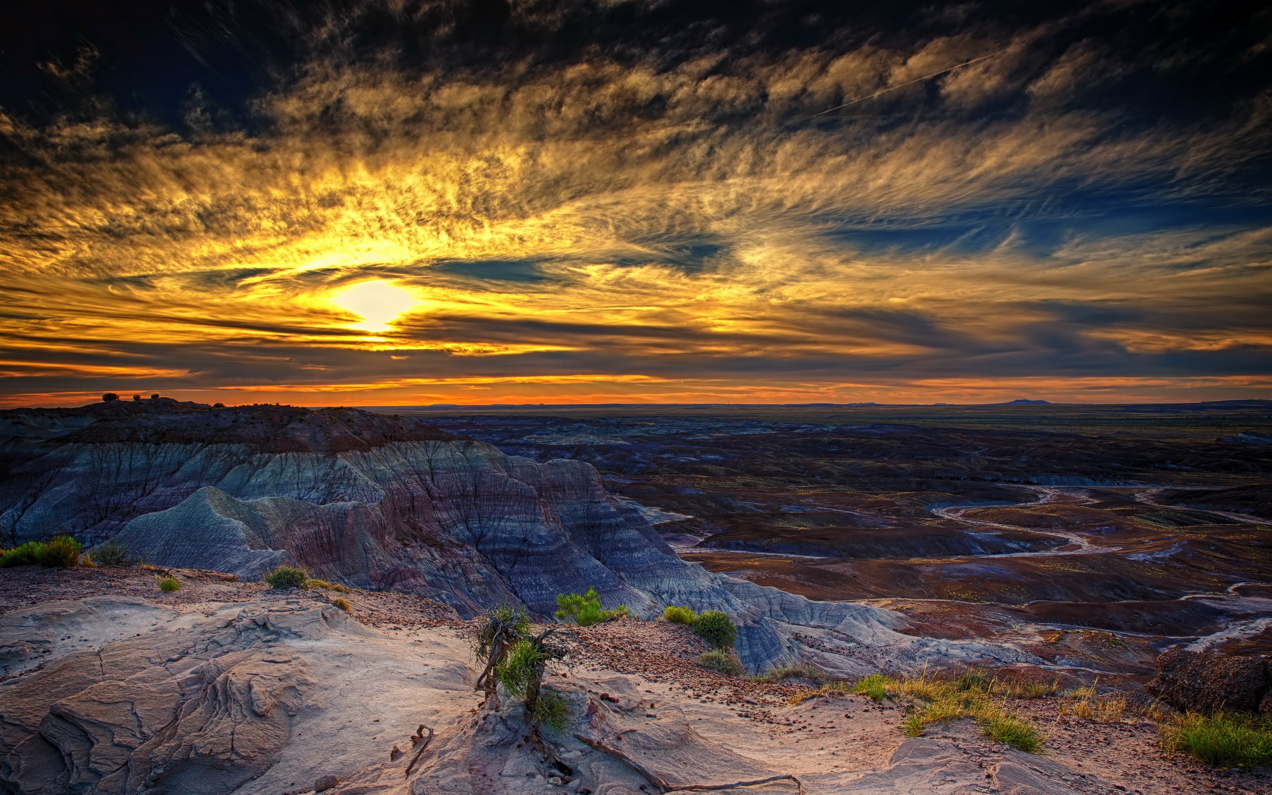 Petrified Forest Arizona Sunset HDR HD Wallpaper