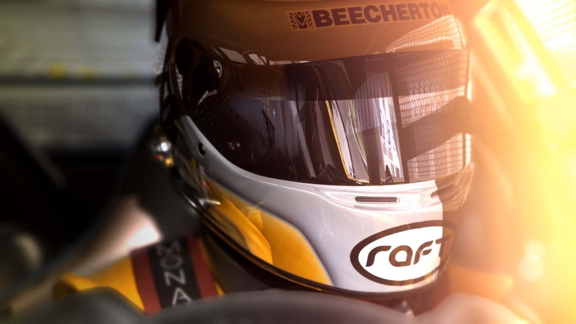 Racer wearing a Beecheton helmet HD Wallpaper