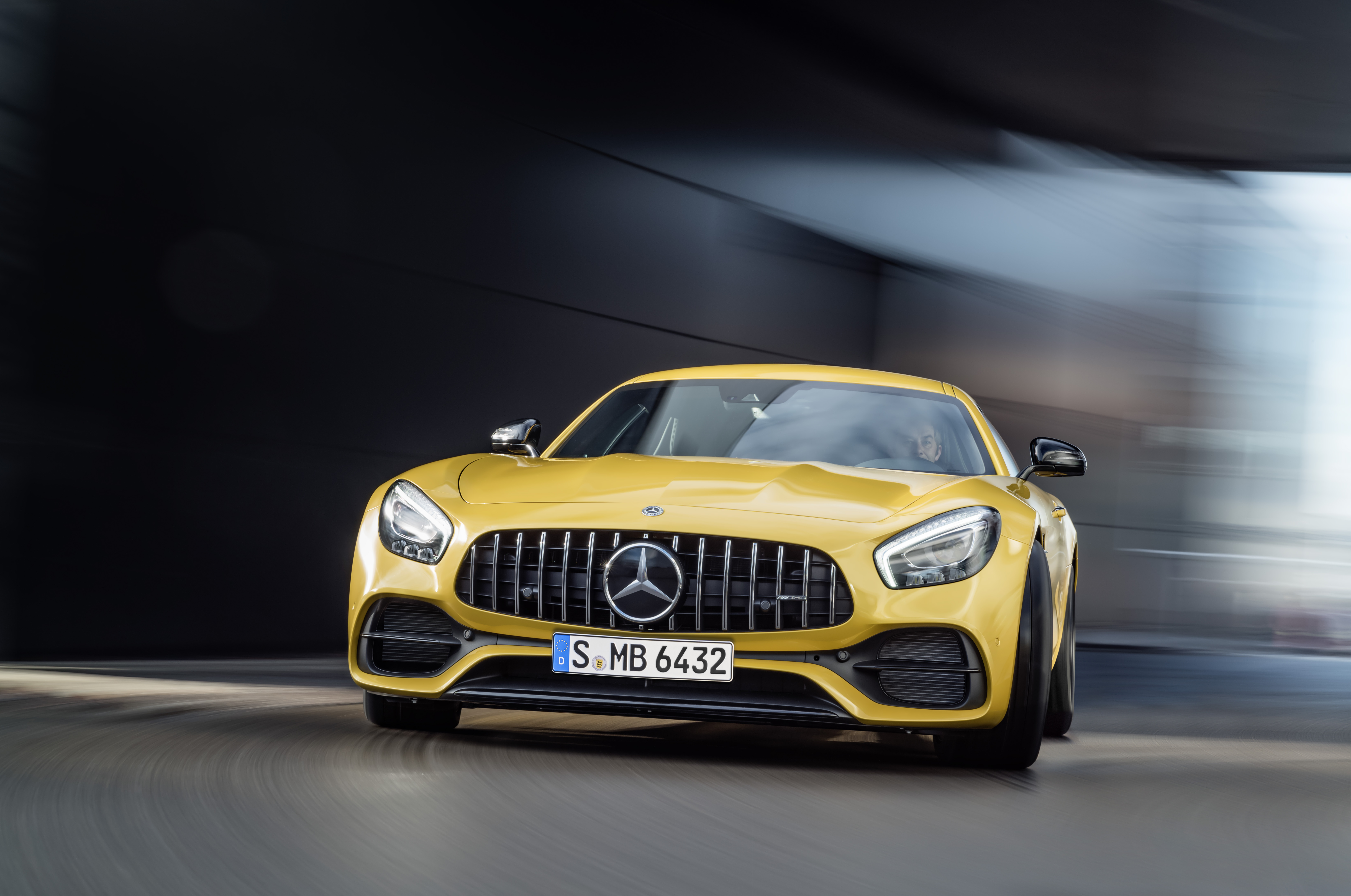 Yellow Mercedes-AMG GT S Coupe on Road HD Wallpaper