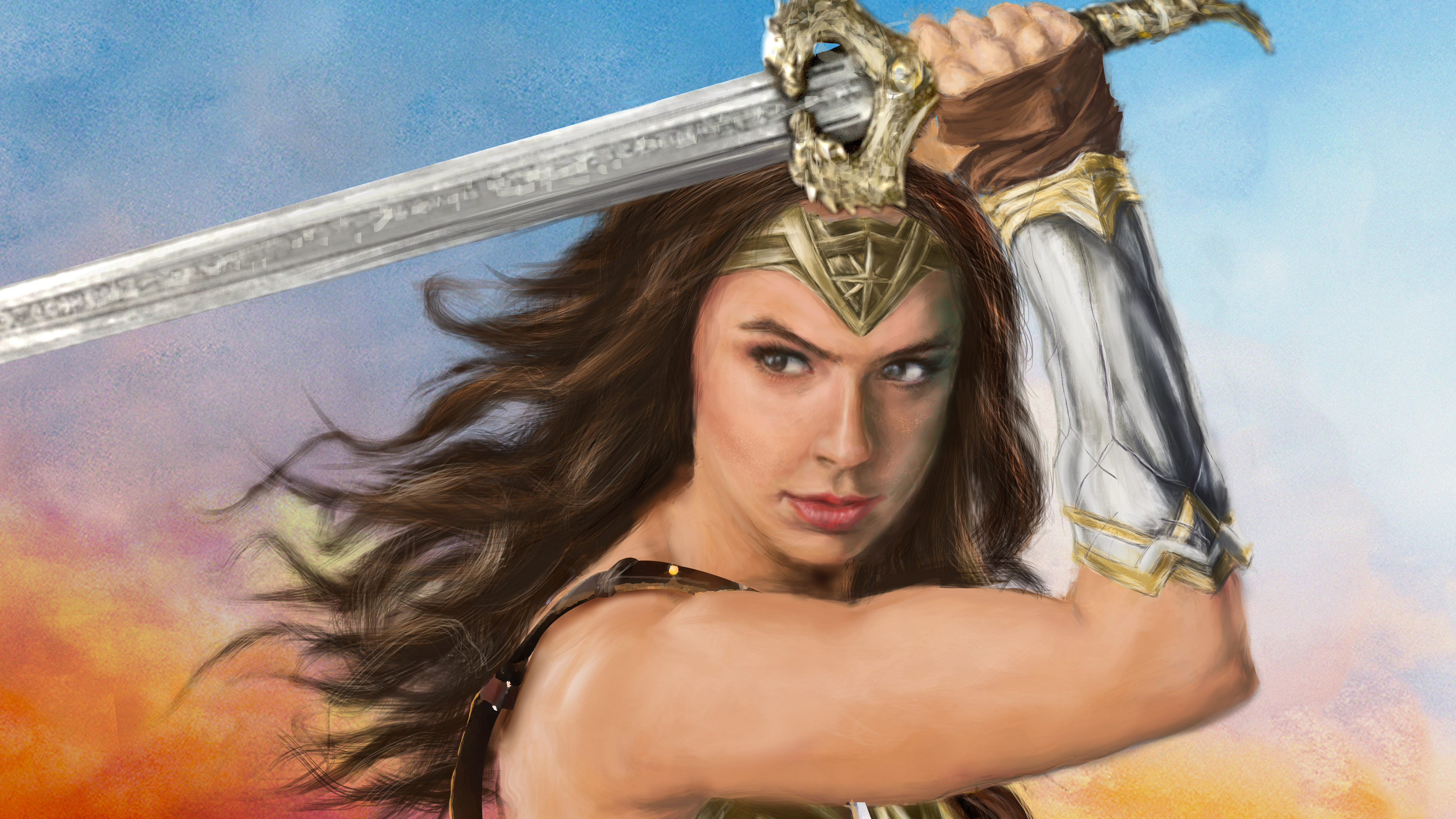 Wonder Woman holding a sword HD Wallpaper