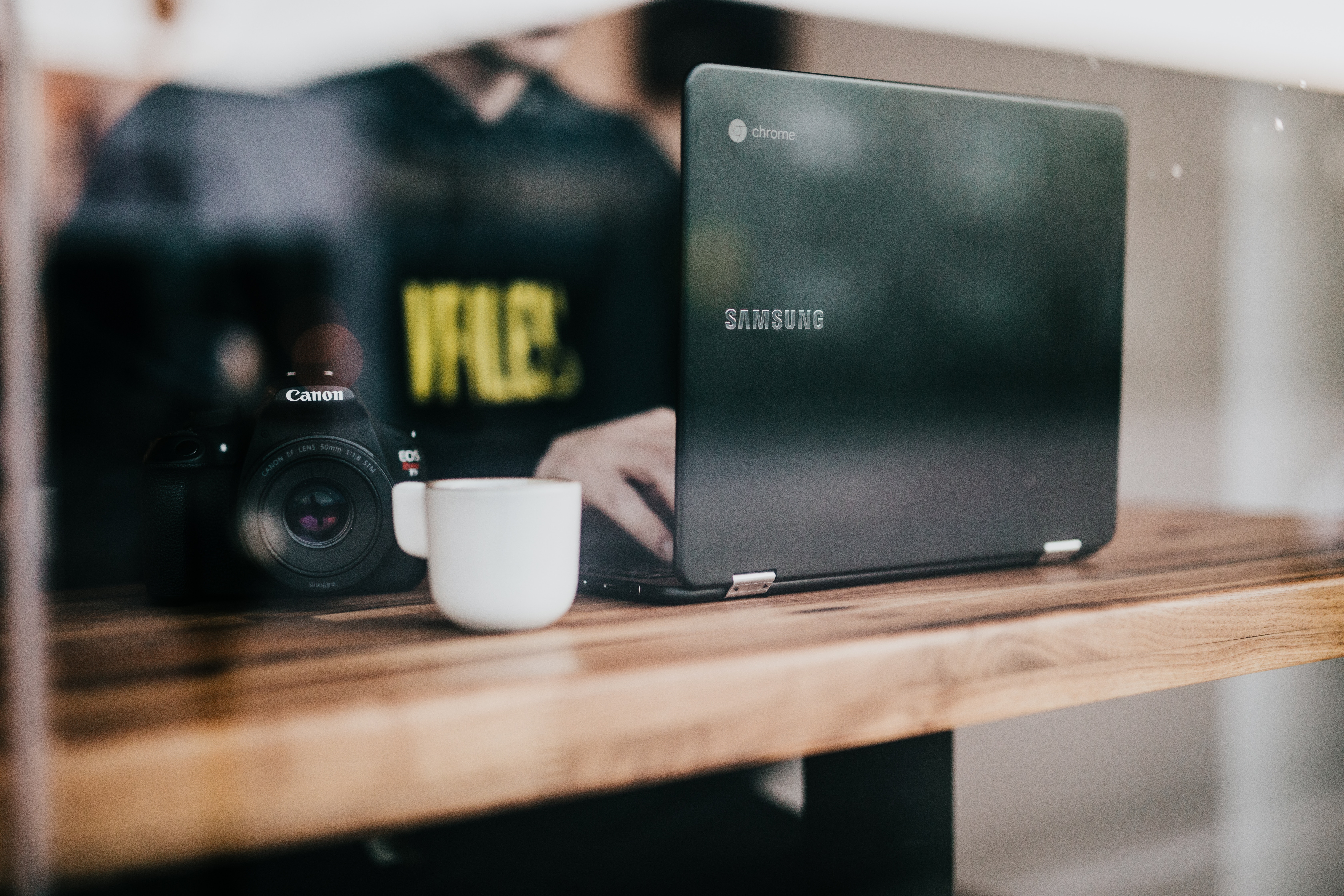 Samsung Chromebook with Canon Camera and Coffee HD Wallpaper