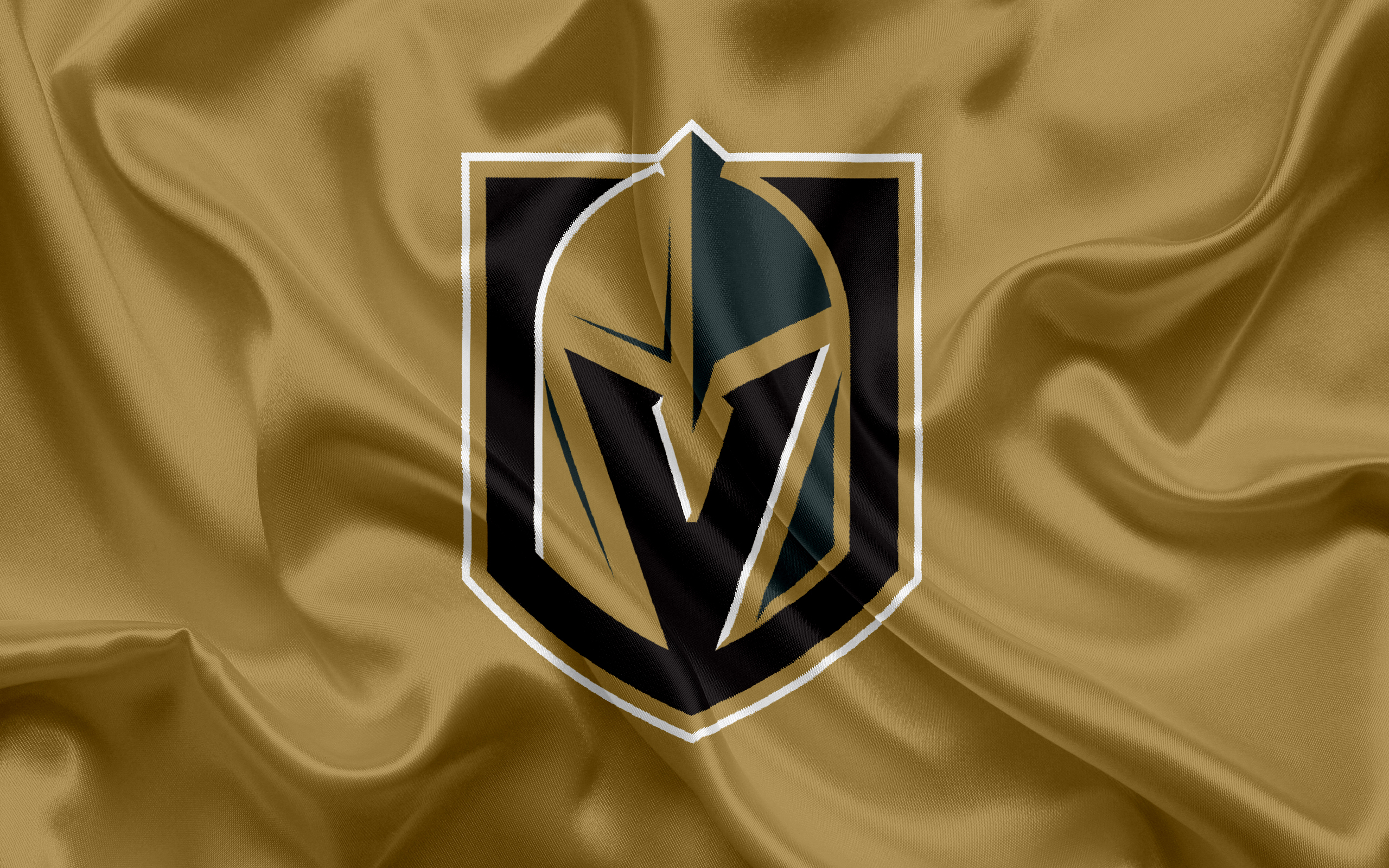 Vegas Golden Knights NHL Logo on Gold Fabric HD Wallpaper