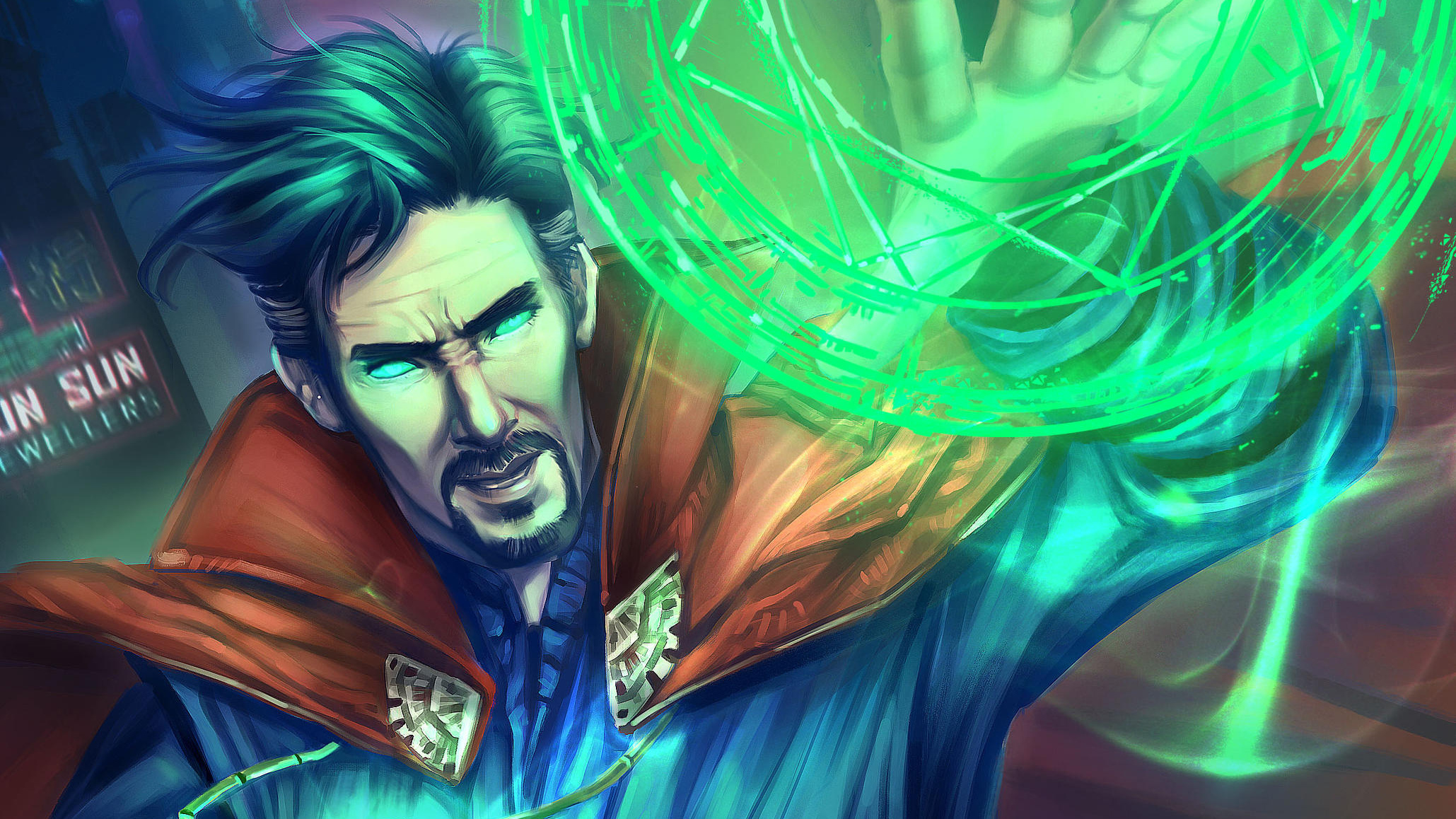 Doctor Strange from Marvel Comics casting a spell HD Wallpaper