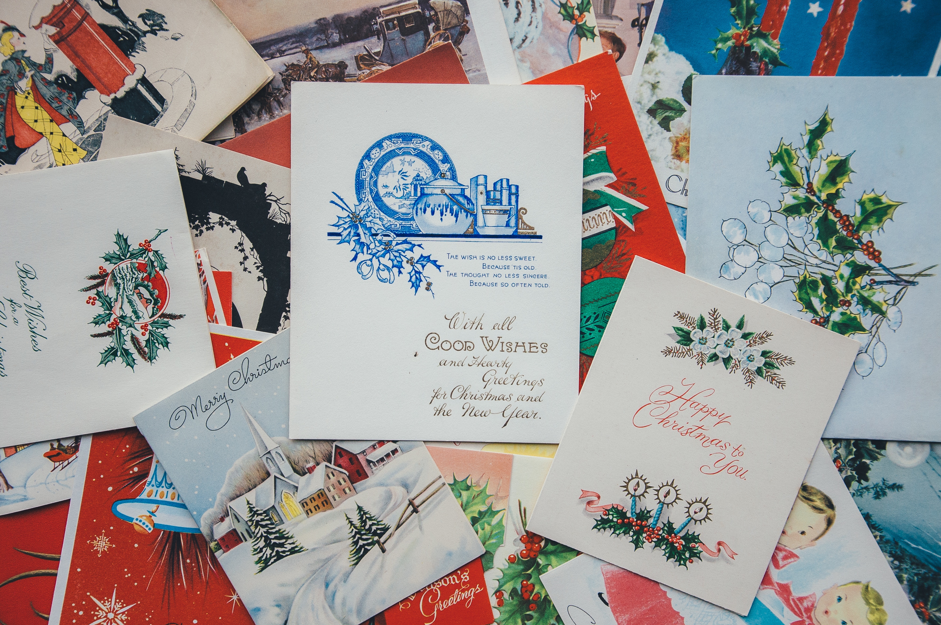 Collection of Vintage Christmas Cards HD Wallpaper