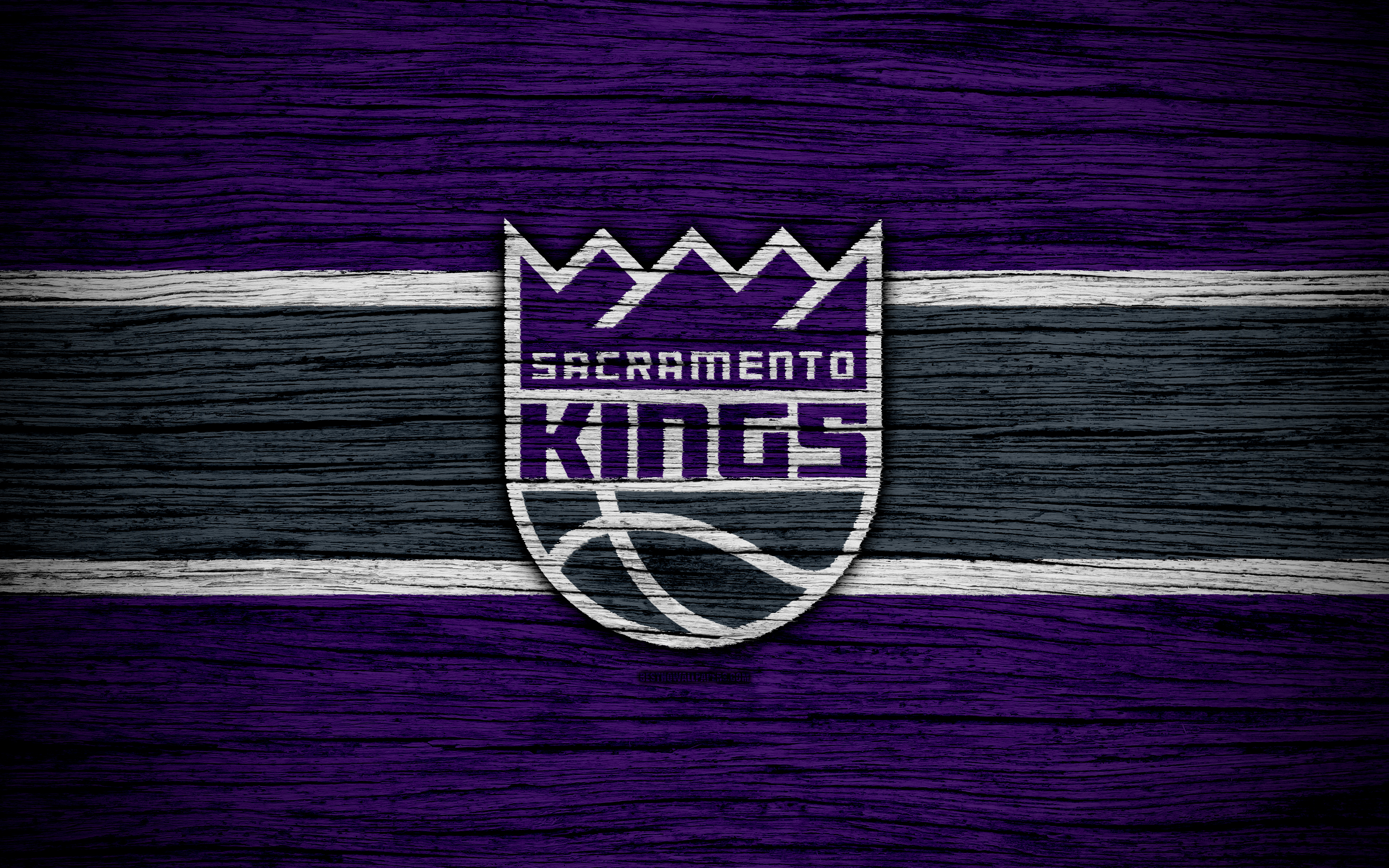Sacramento Kings Logo on Purple and Gray Wood Texture HD Wallpaper