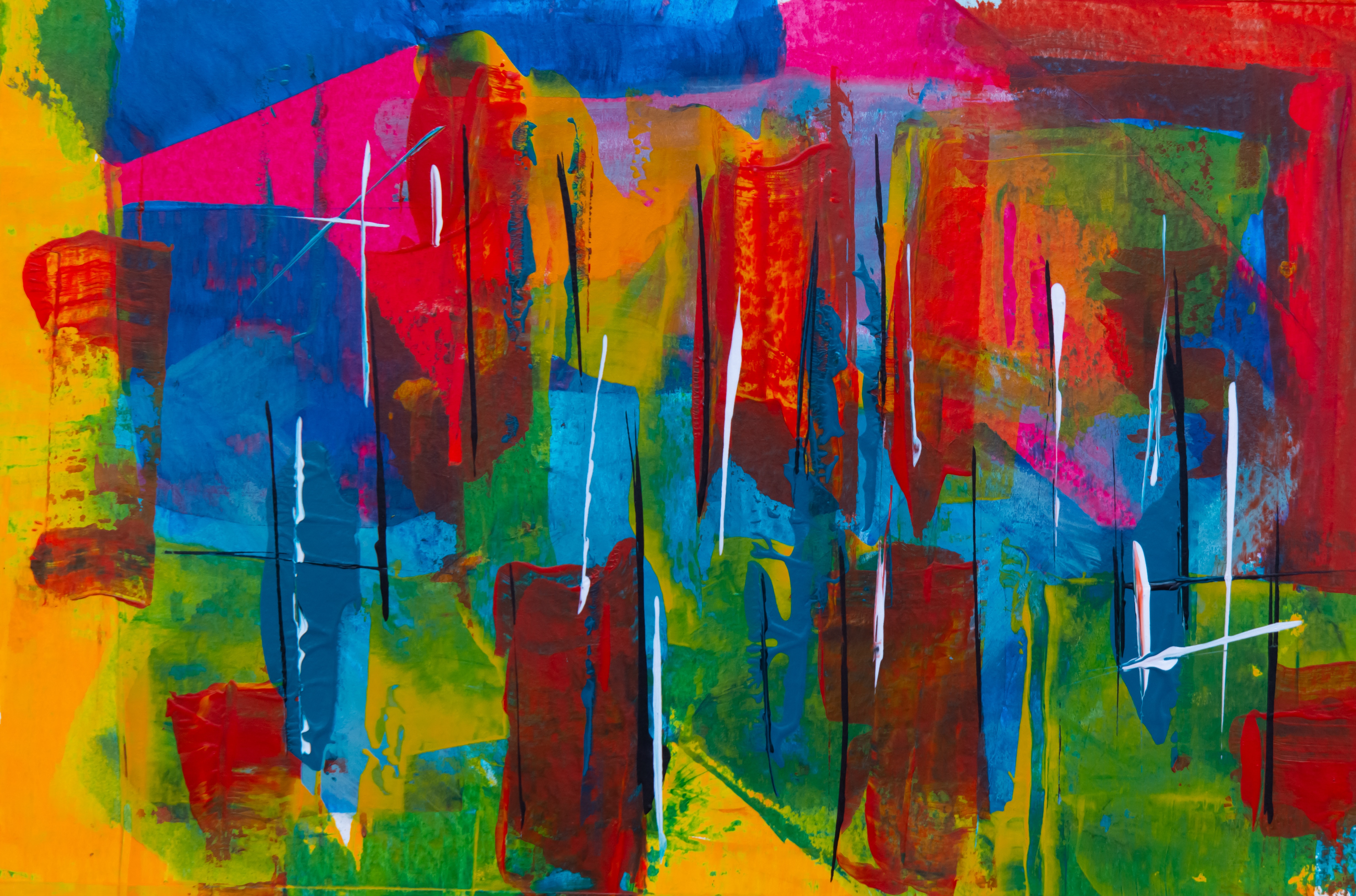 Vibrant Abstract Expressionism Painting with Bold Colors HD Wallpaper