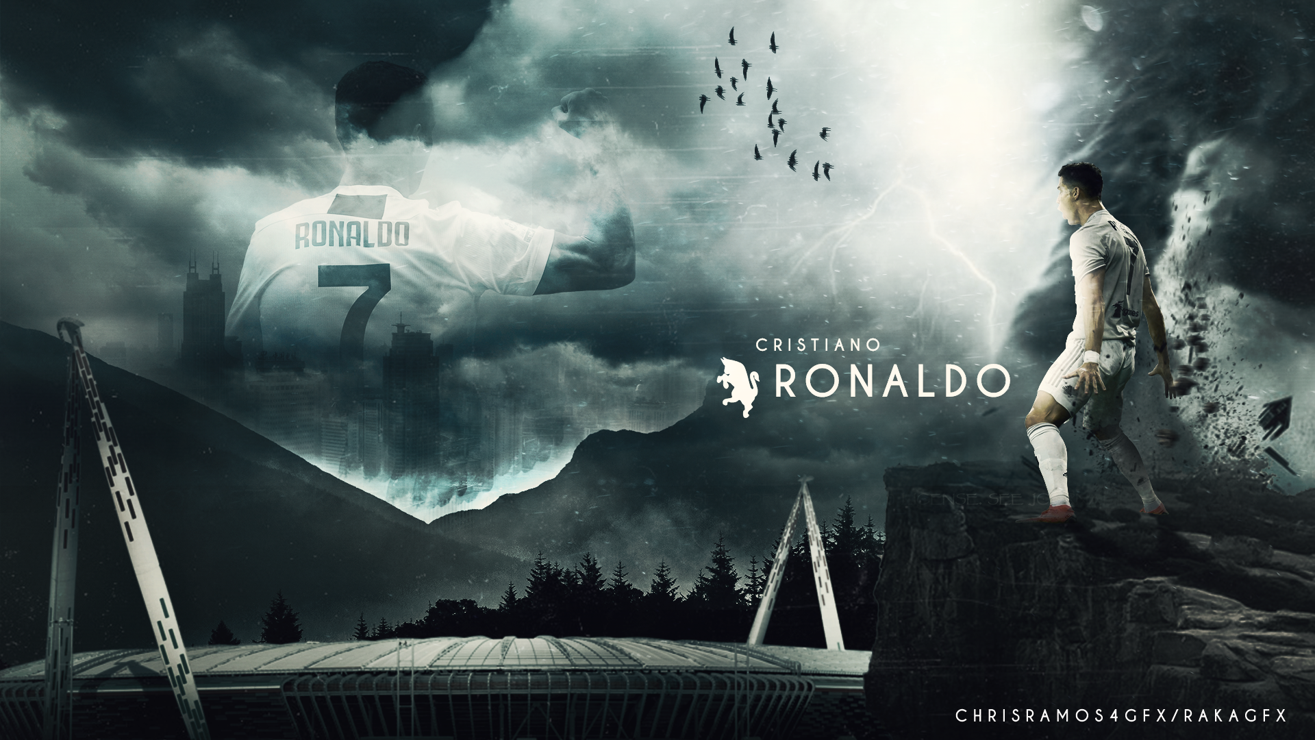 Cristiano Ronaldo in Dynamic Soccer Action HD Wallpaper
