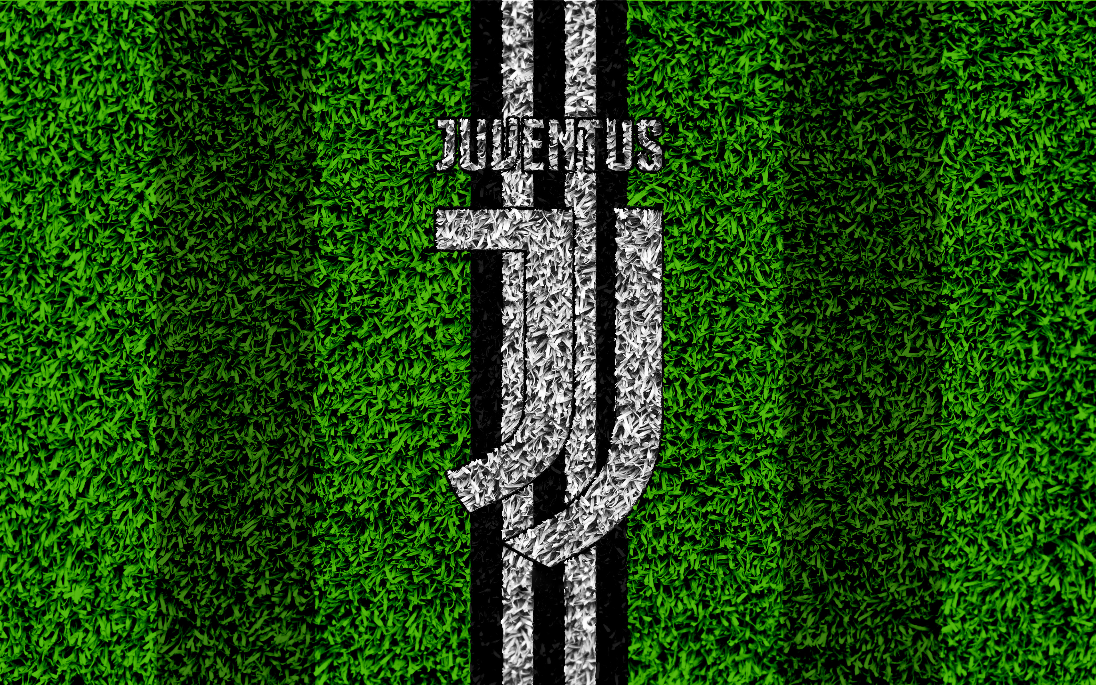 Juventus F.C. Logo on Grass Texture HD Wallpaper