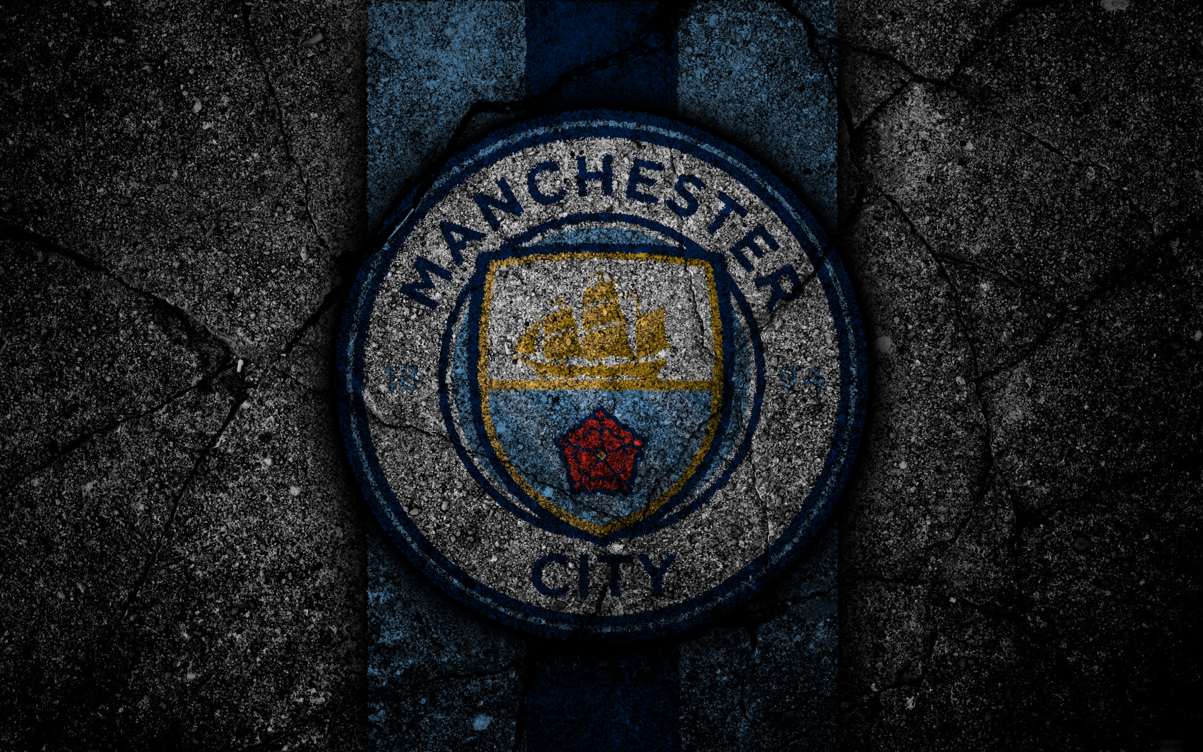 Manchester City F.C. Logo on Textured Background HD Wallpaper