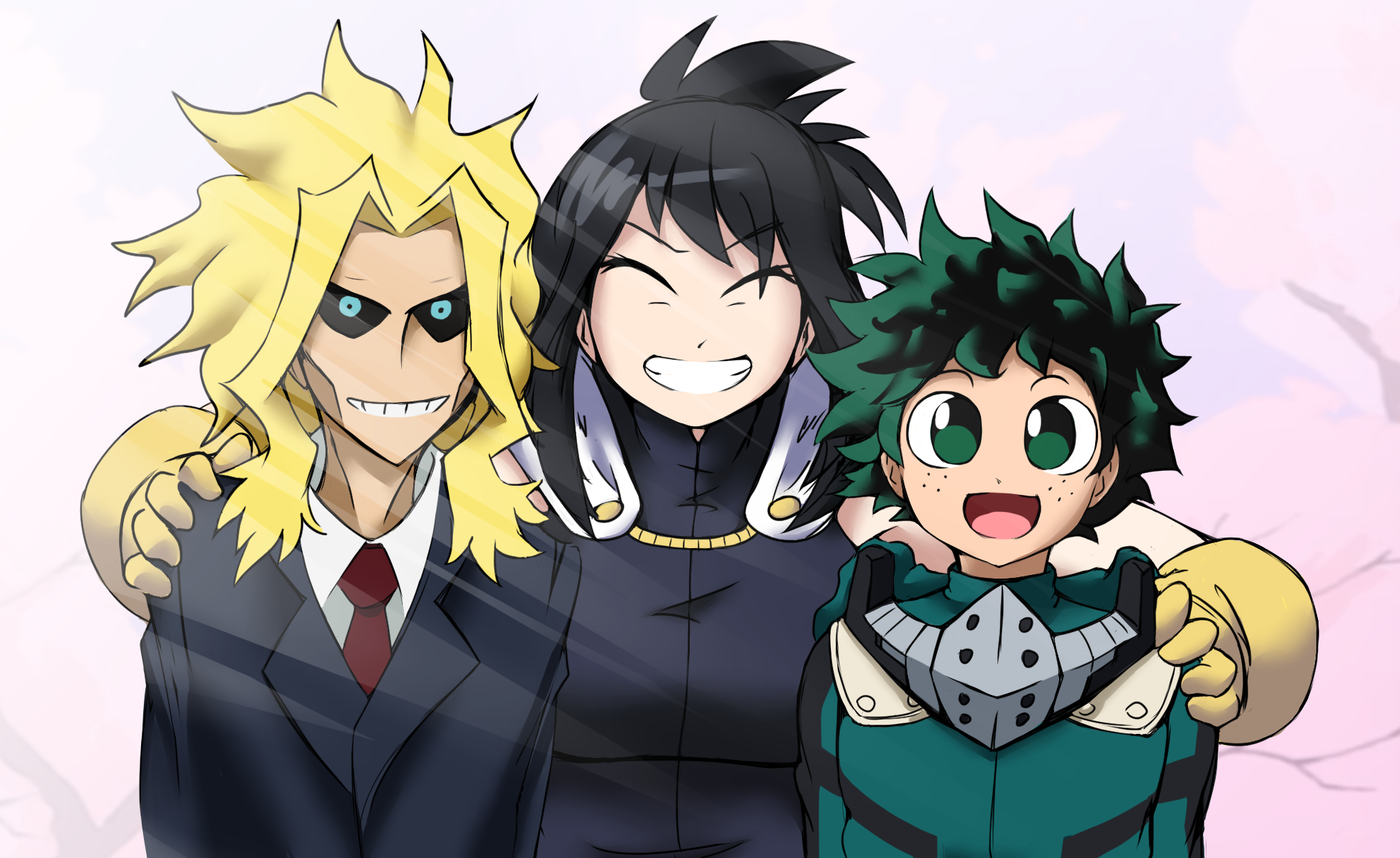 All Might, Nana Shimura, and Izuku Midoriya from My Hero Academia HD Wallpaper