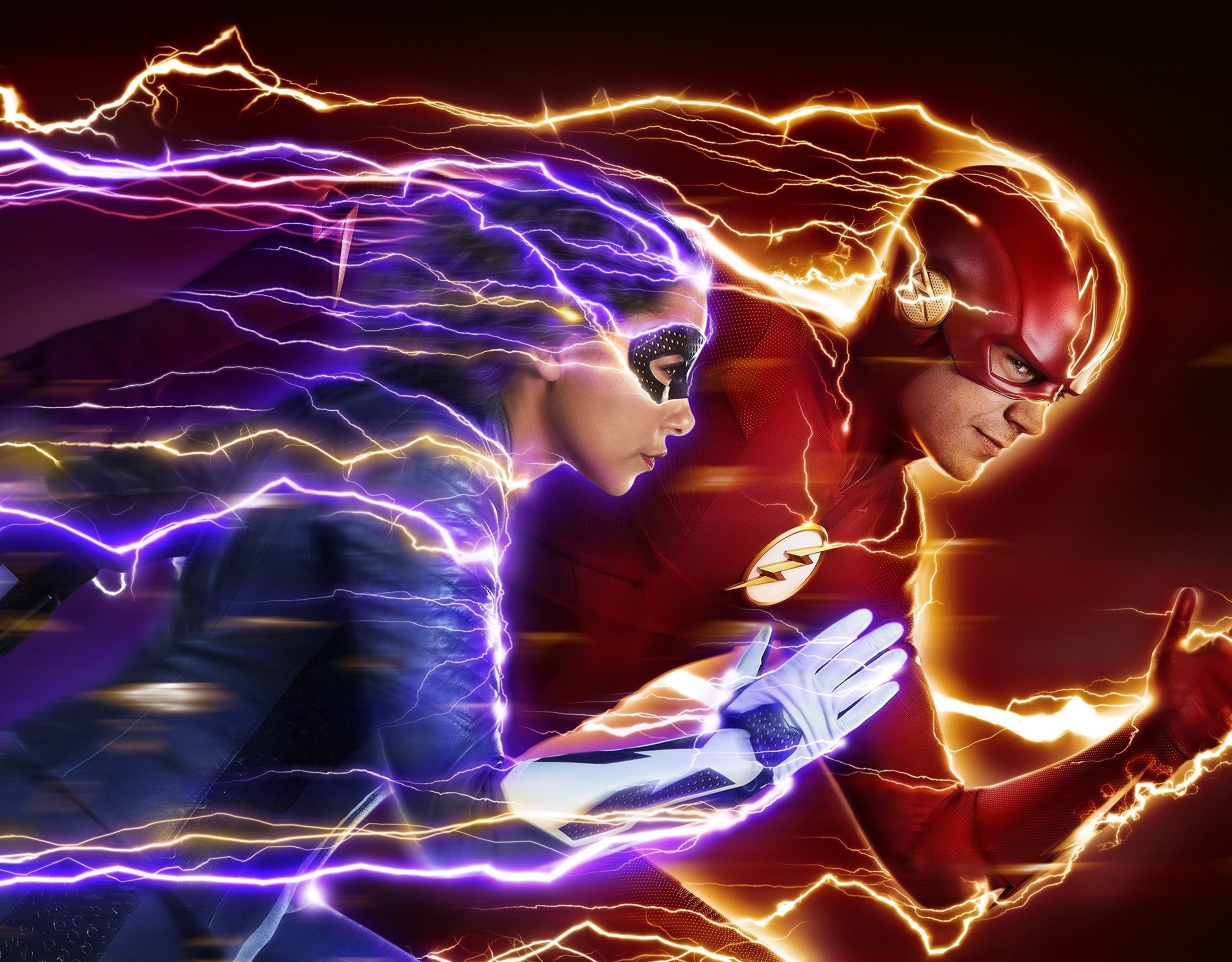 The Flash and XS running with lightning HD Wallpaper