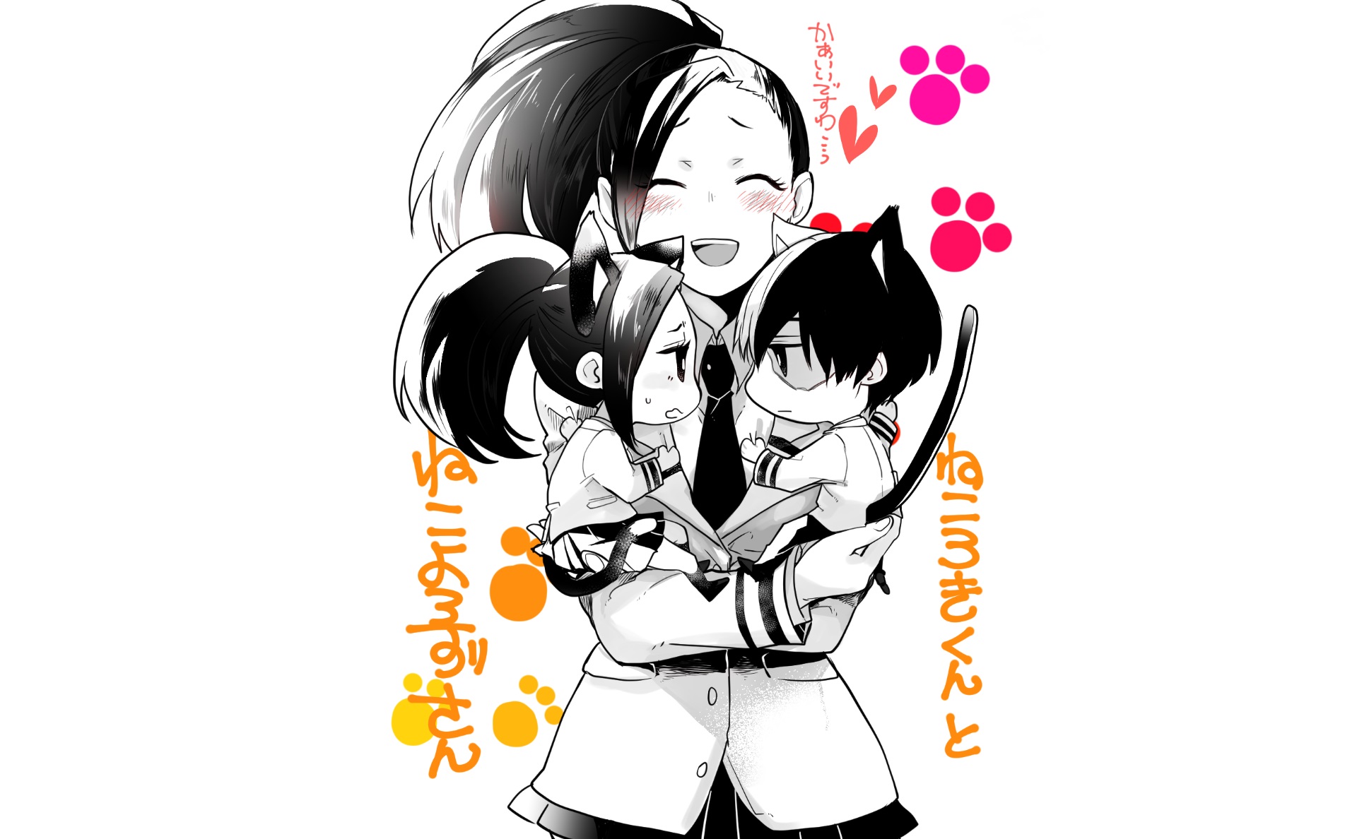 Momo Yaoyorozu holding Todoroki and another character HD Wallpaper