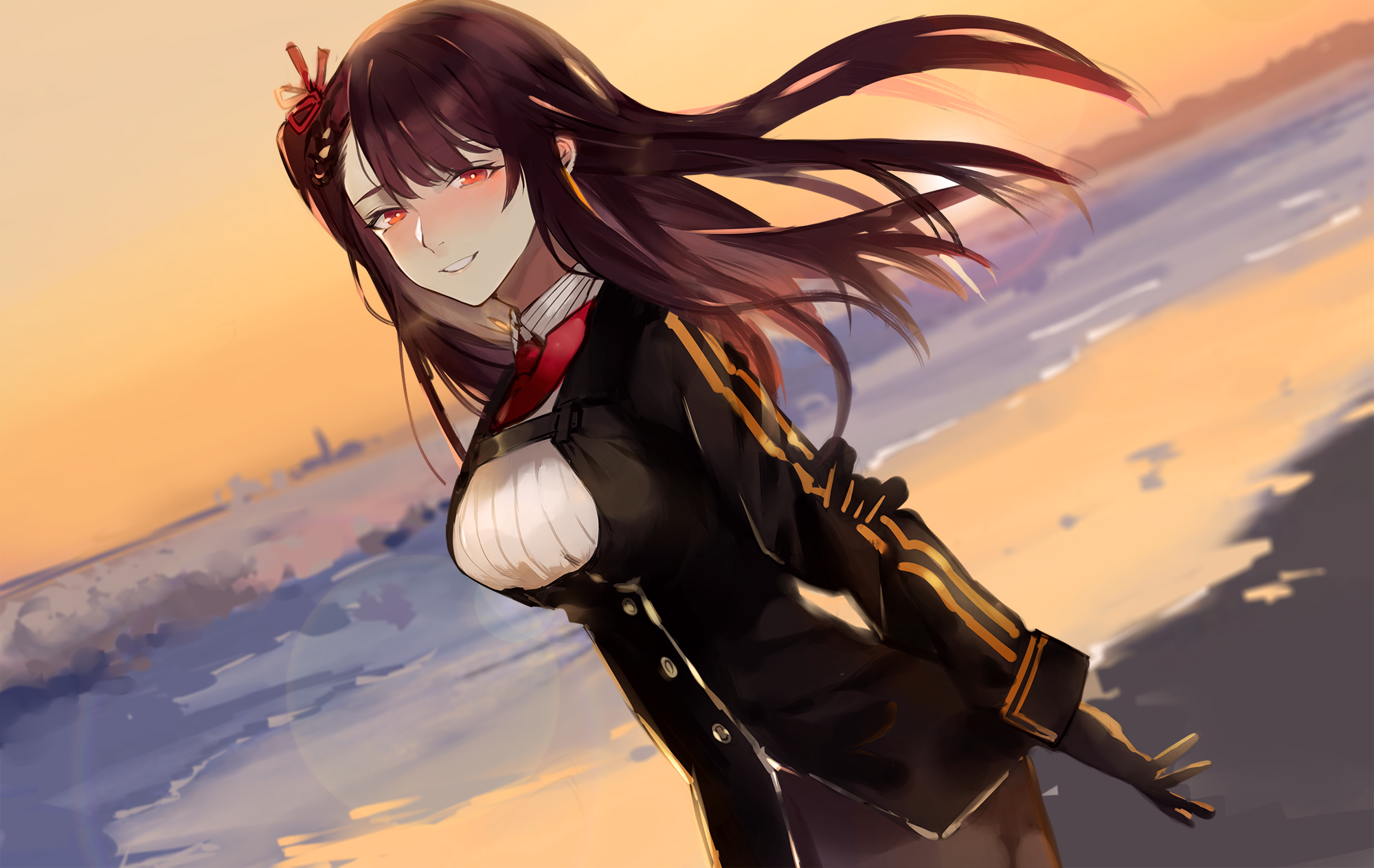 WA2000 from Girls Frontline on a beach HD Wallpaper