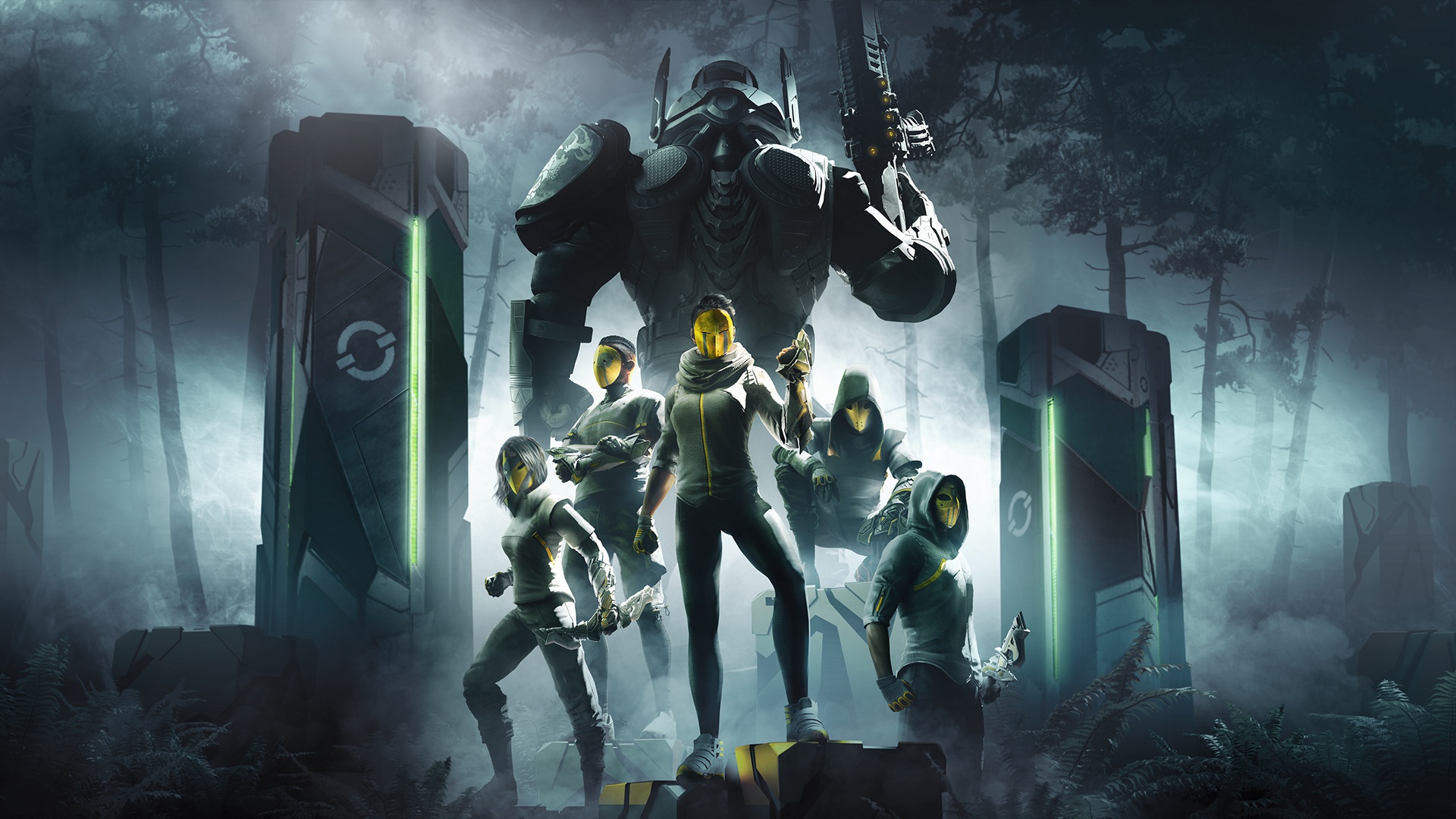 Deathgarden characters in a foggy forest HD Wallpaper