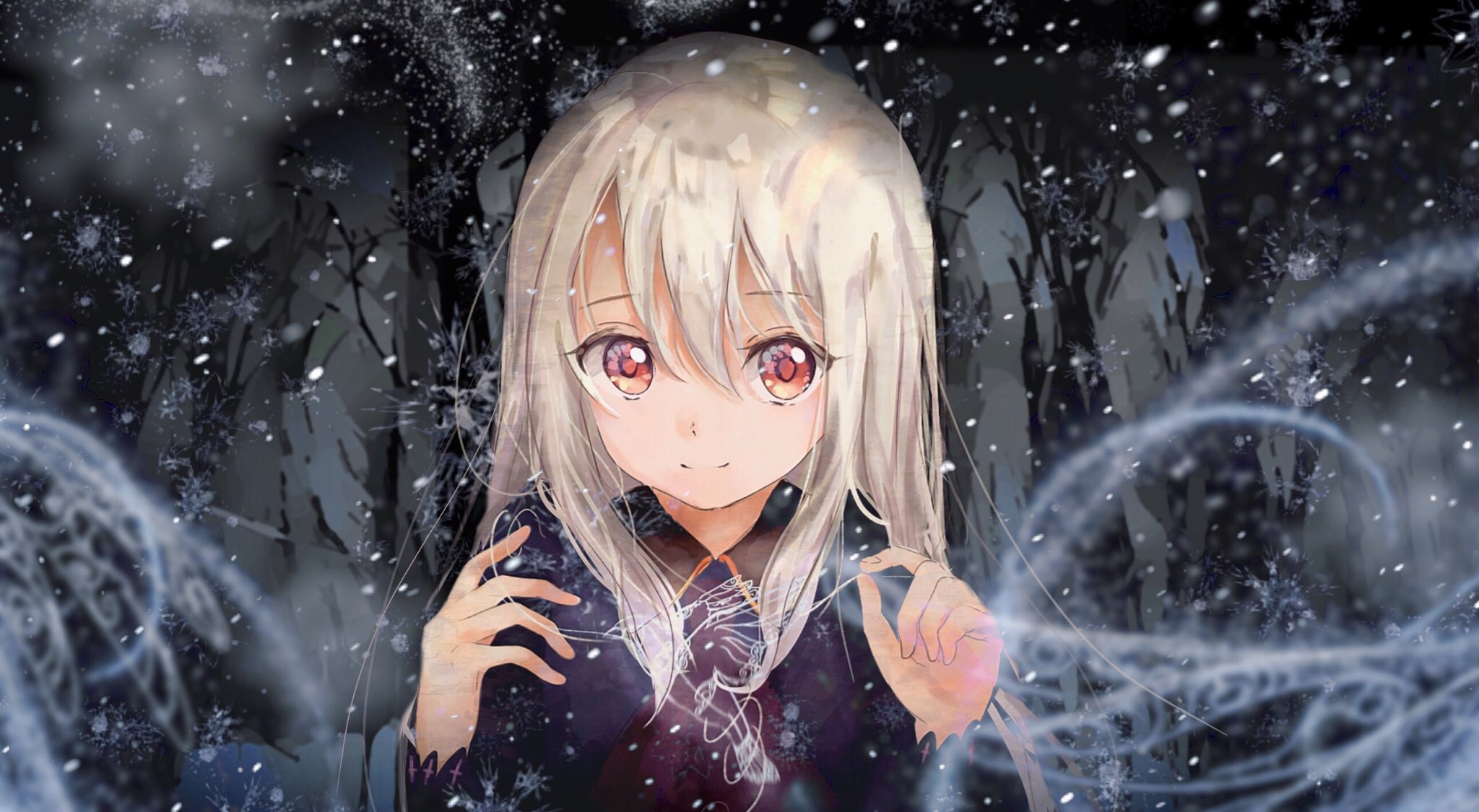 Illyasviel Von Einzbern in a Snowy Forest HD Wallpaper