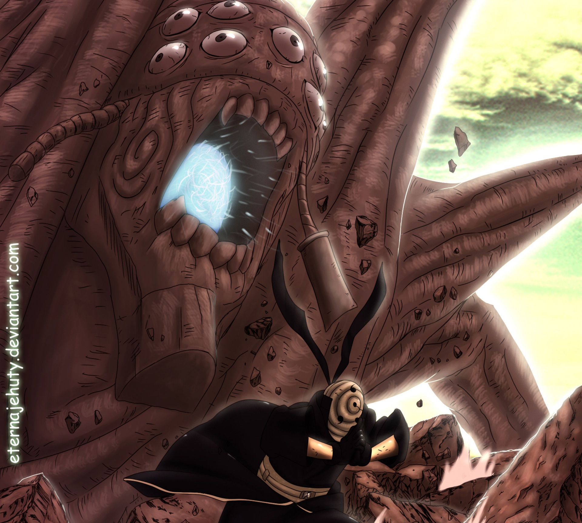 Obito Uchiha and the Gedō Mazō HD Wallpaper
