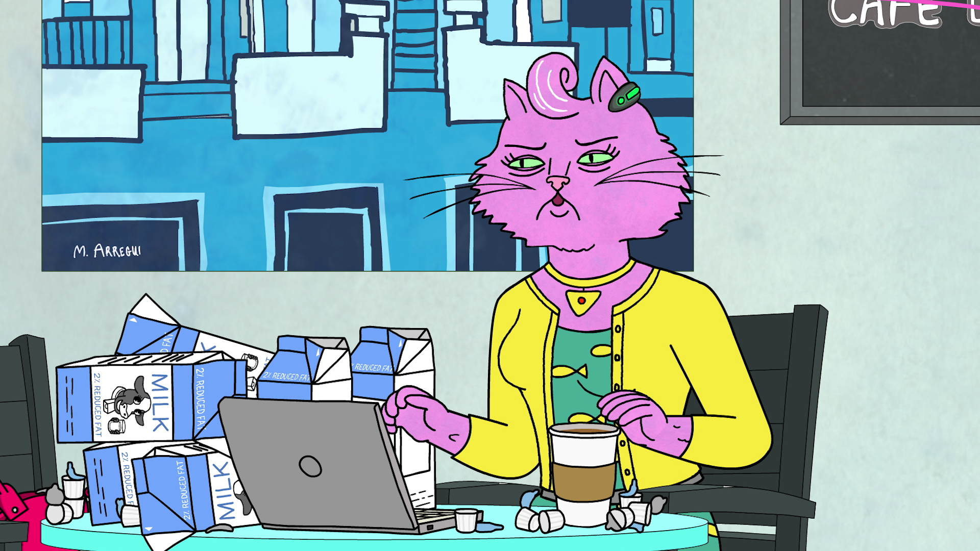 Princess Carolyn from BoJack Horseman at a cafe HD Wallpaper