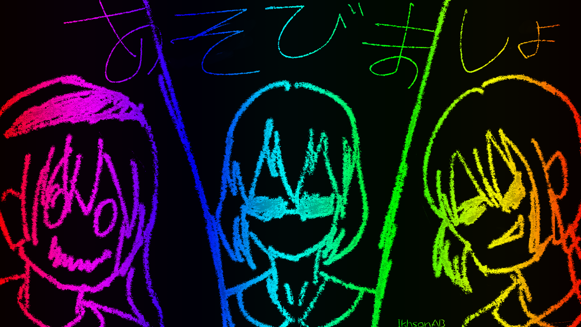 Asobi Asobase characters with Japanese text HD Wallpaper