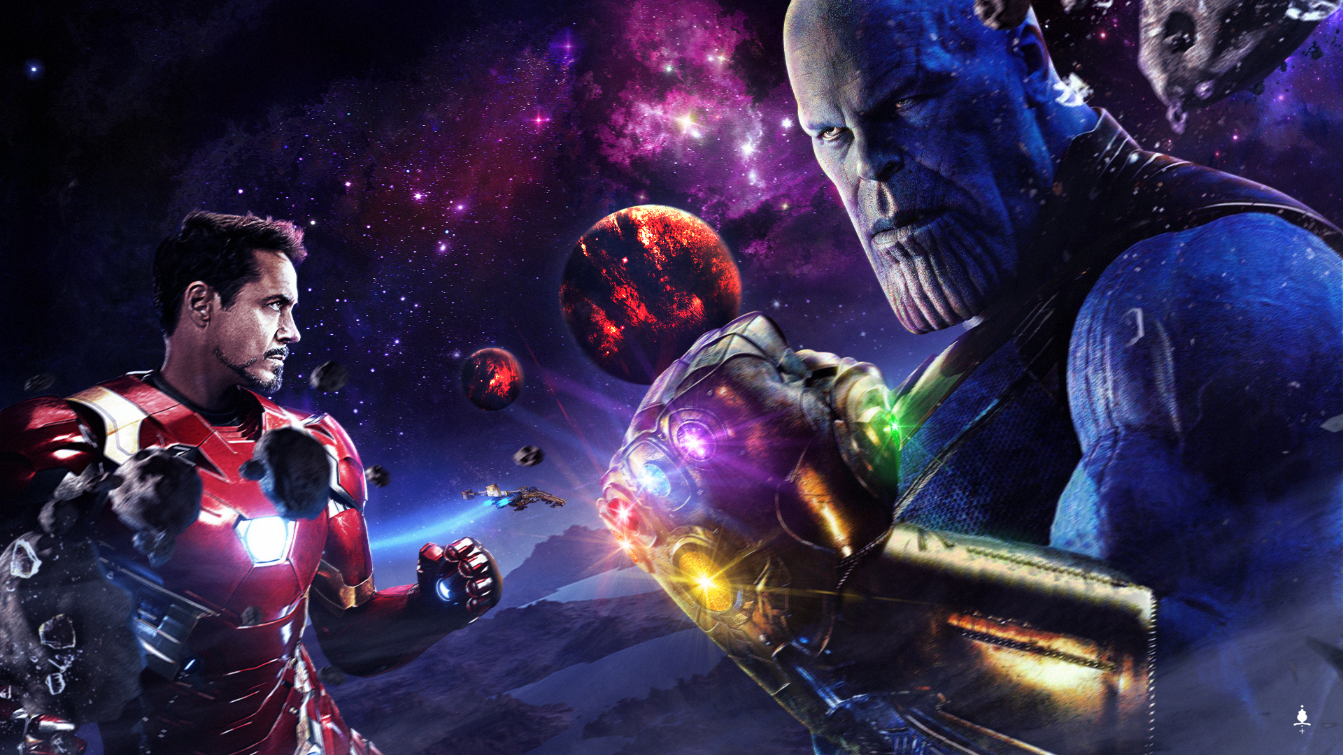 Iron Man vs. Thanos from Marvel Cinematic Universe HD Wallpaper