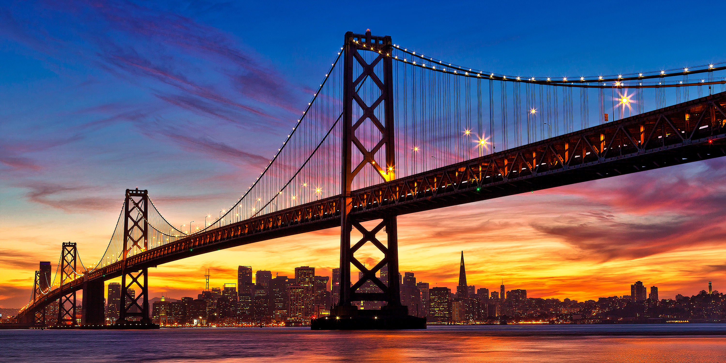 San Francisco Bay Bridge at Sunset HD Wallpaper