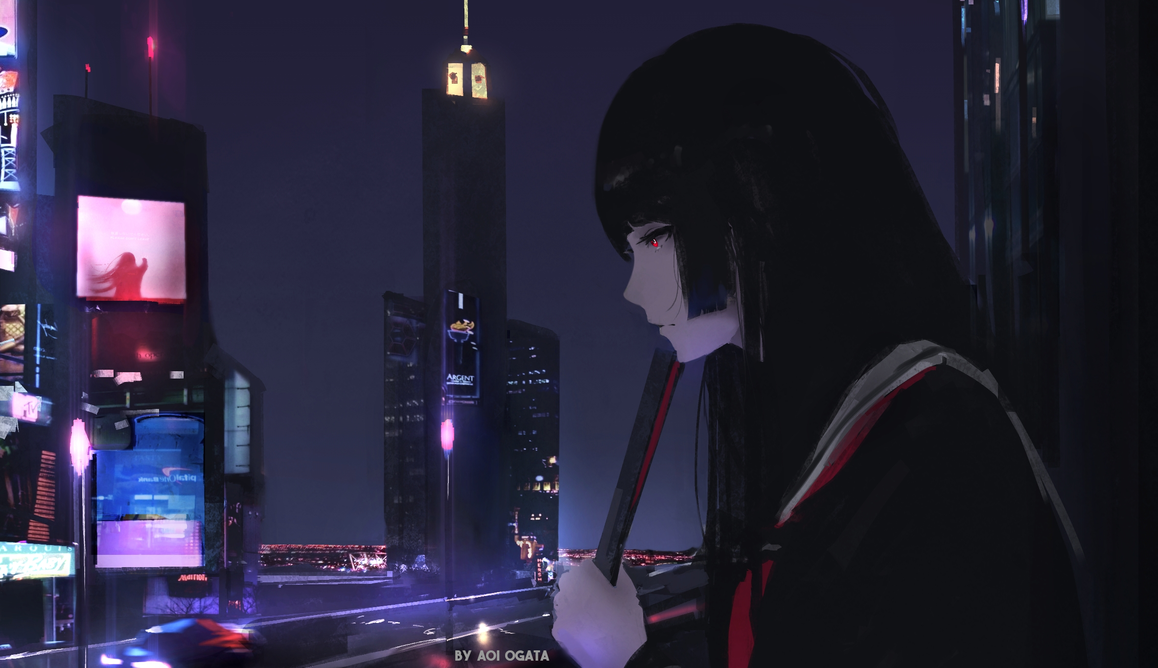 Ai Enma in a futuristic city at night HD Wallpaper