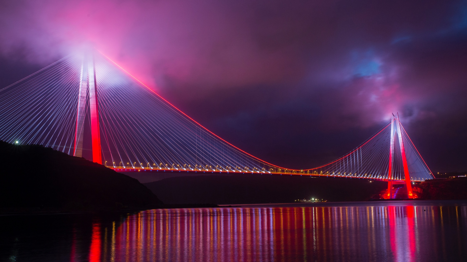 Yavuz Sultan Selim Bridge at Night HD Wallpaper