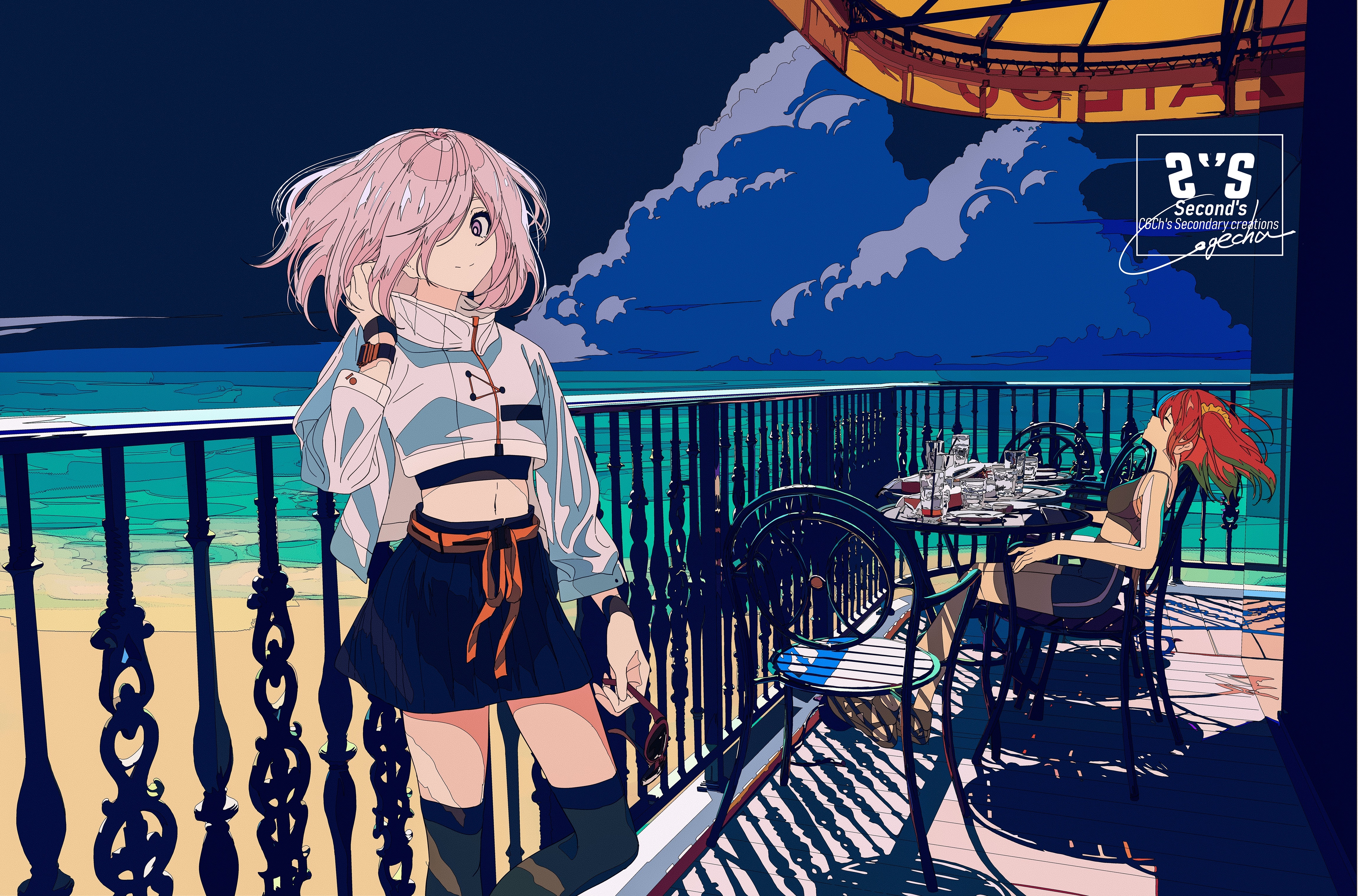 Mashu Kyrielight and Fujimaru Ritsuka on a Balcony HD Wallpaper