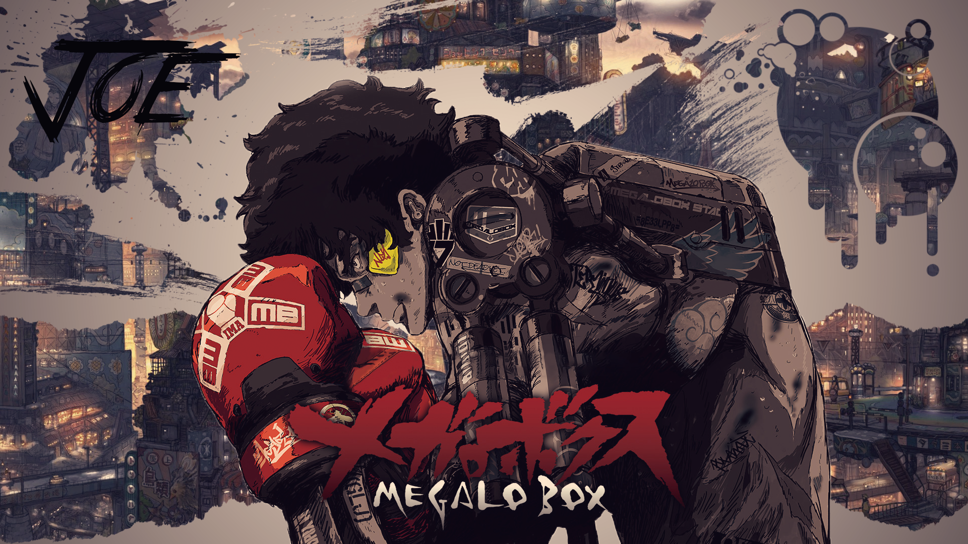 Joe from Megalo Box with Megalo Box text HD Wallpaper