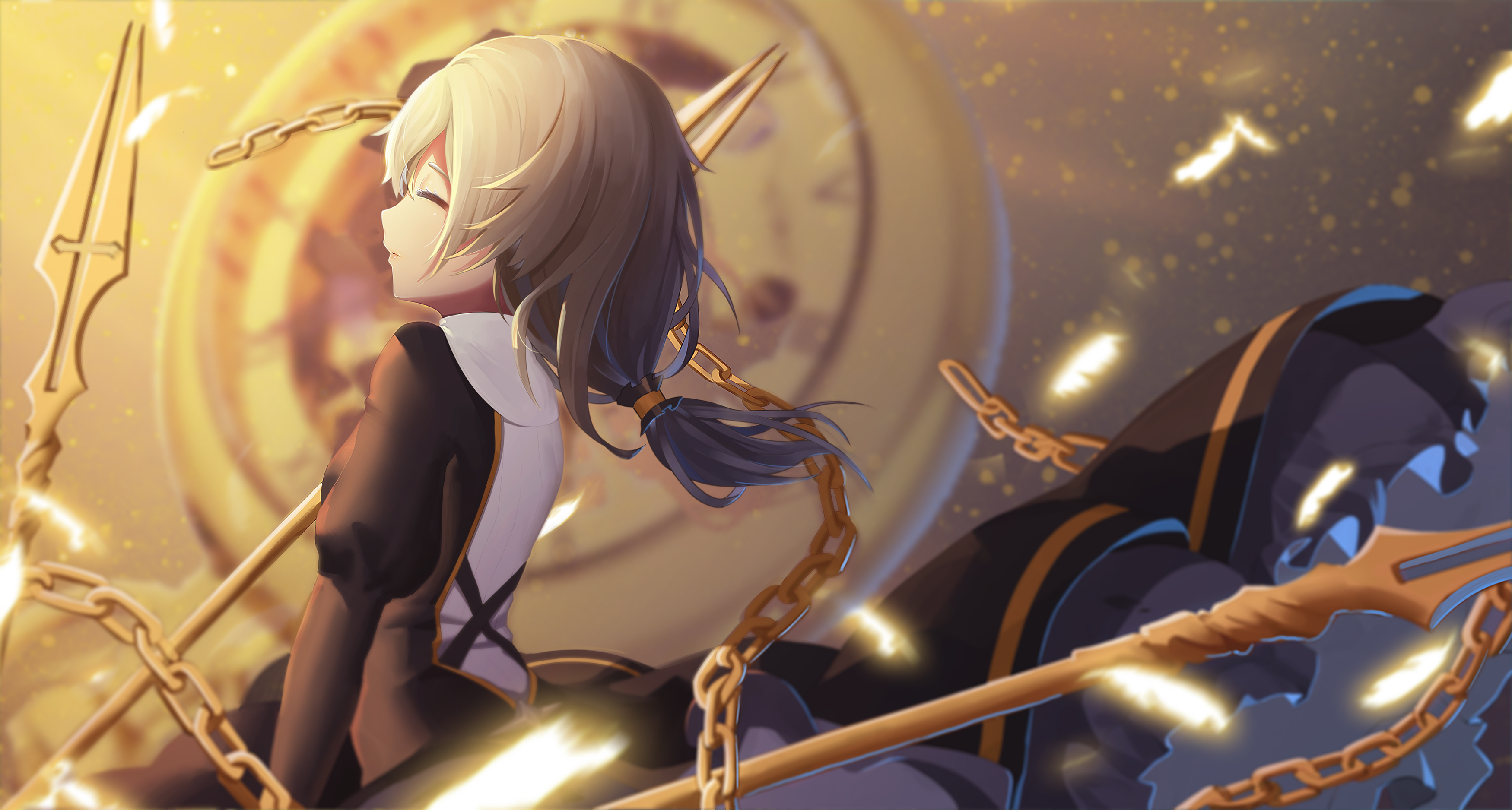Theresa Apocalypse with a clock and chains HD Wallpaper