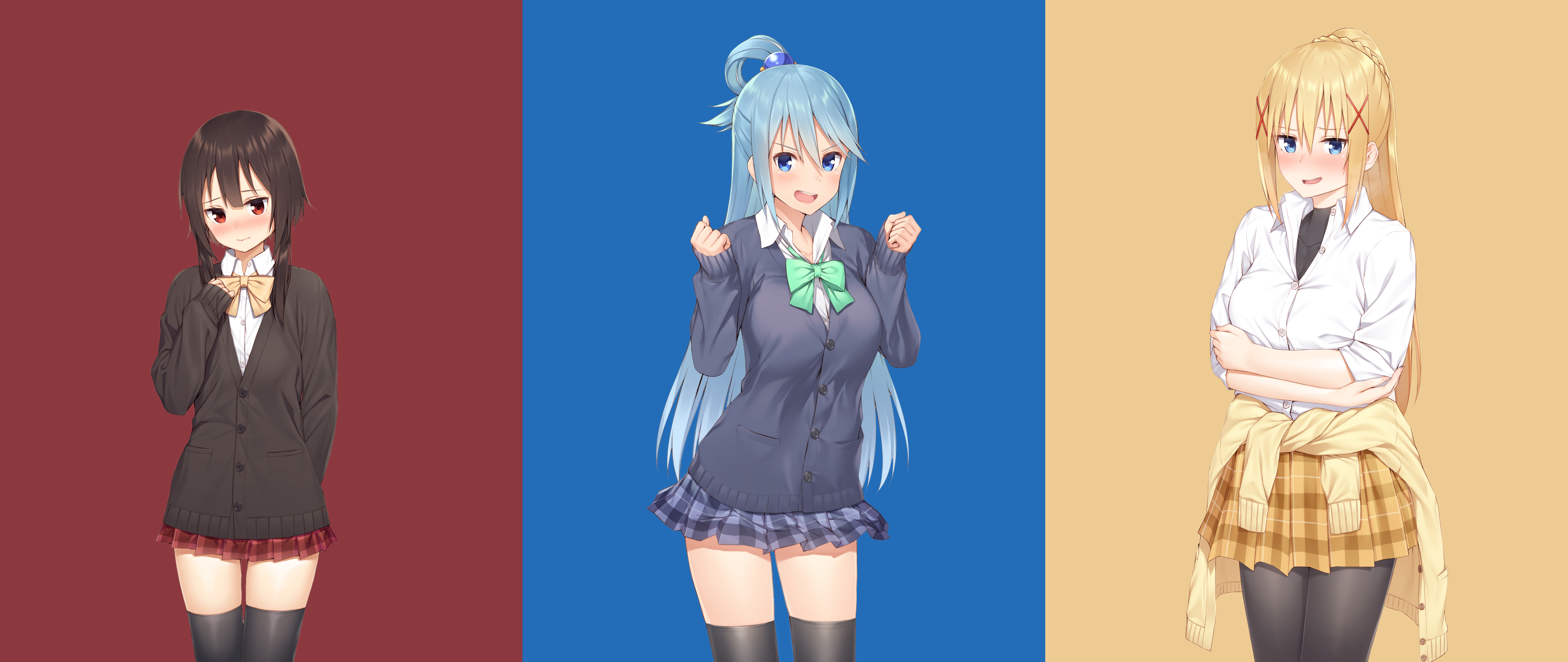Megumin, Aqua, and Darkness from KonoSuba HD Wallpaper