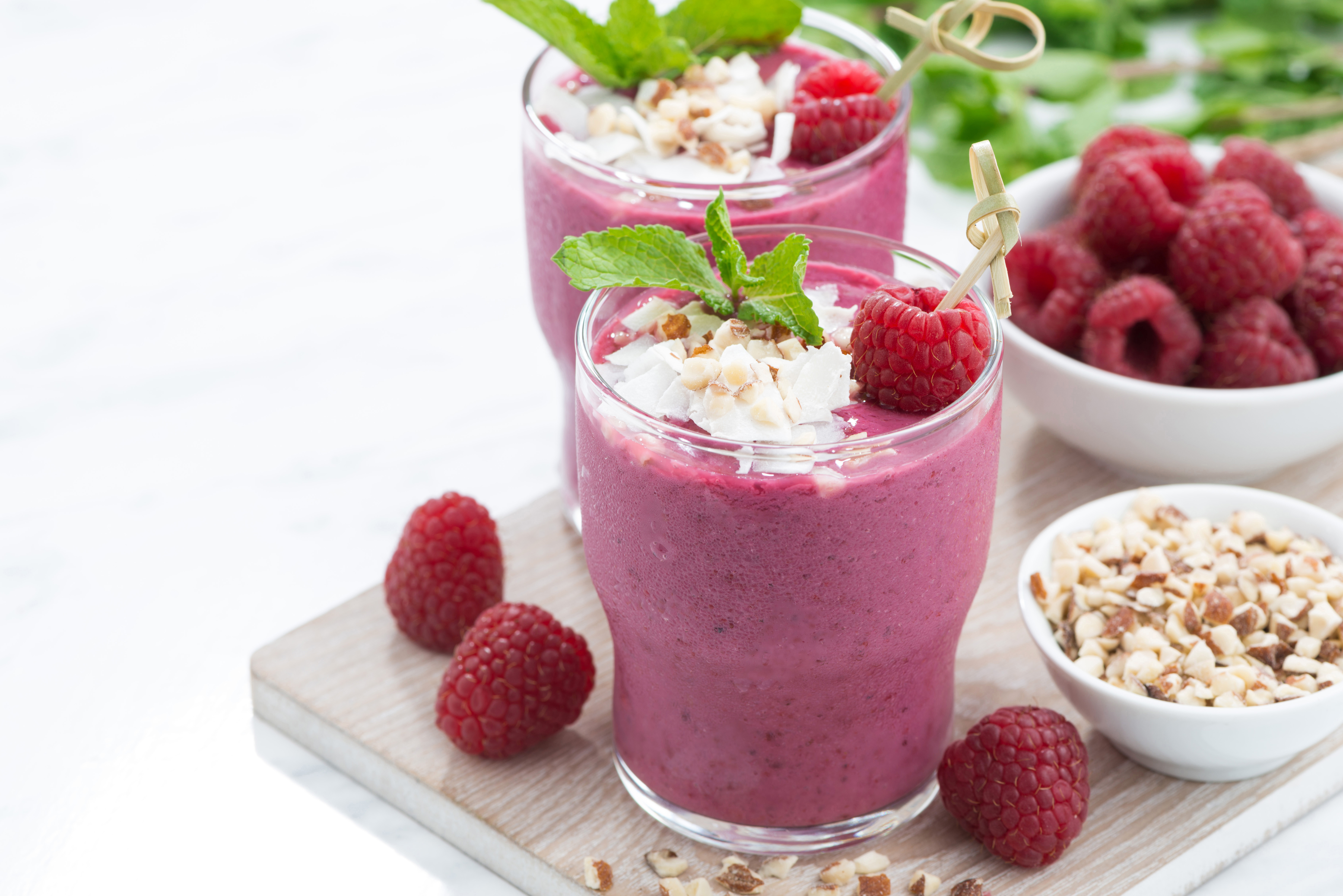 Refreshing Raspberry and Berry Smoothies in Glass HD Wallpaper