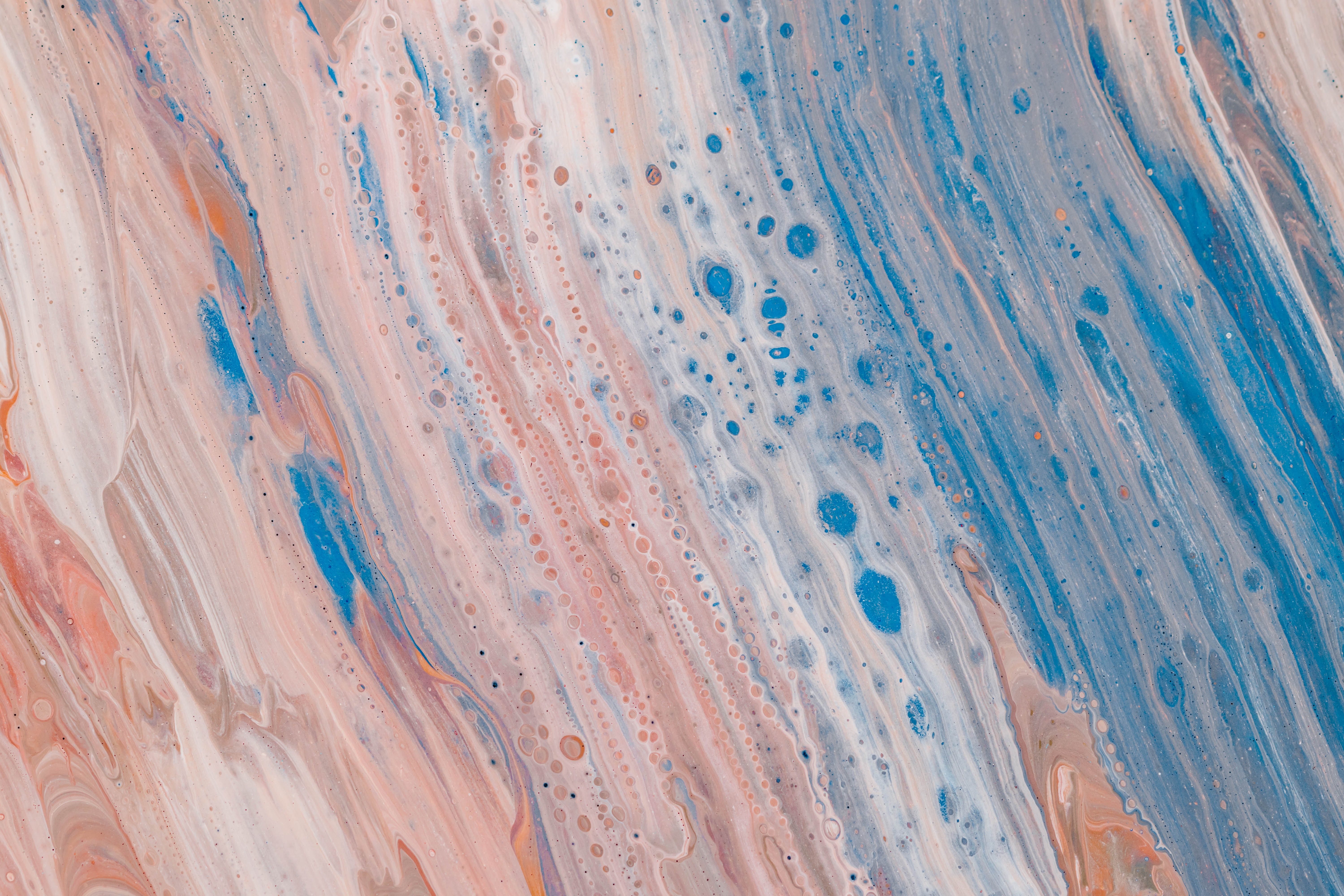 Abstract acrylic paint pour with blue and pink marbling HD Wallpaper