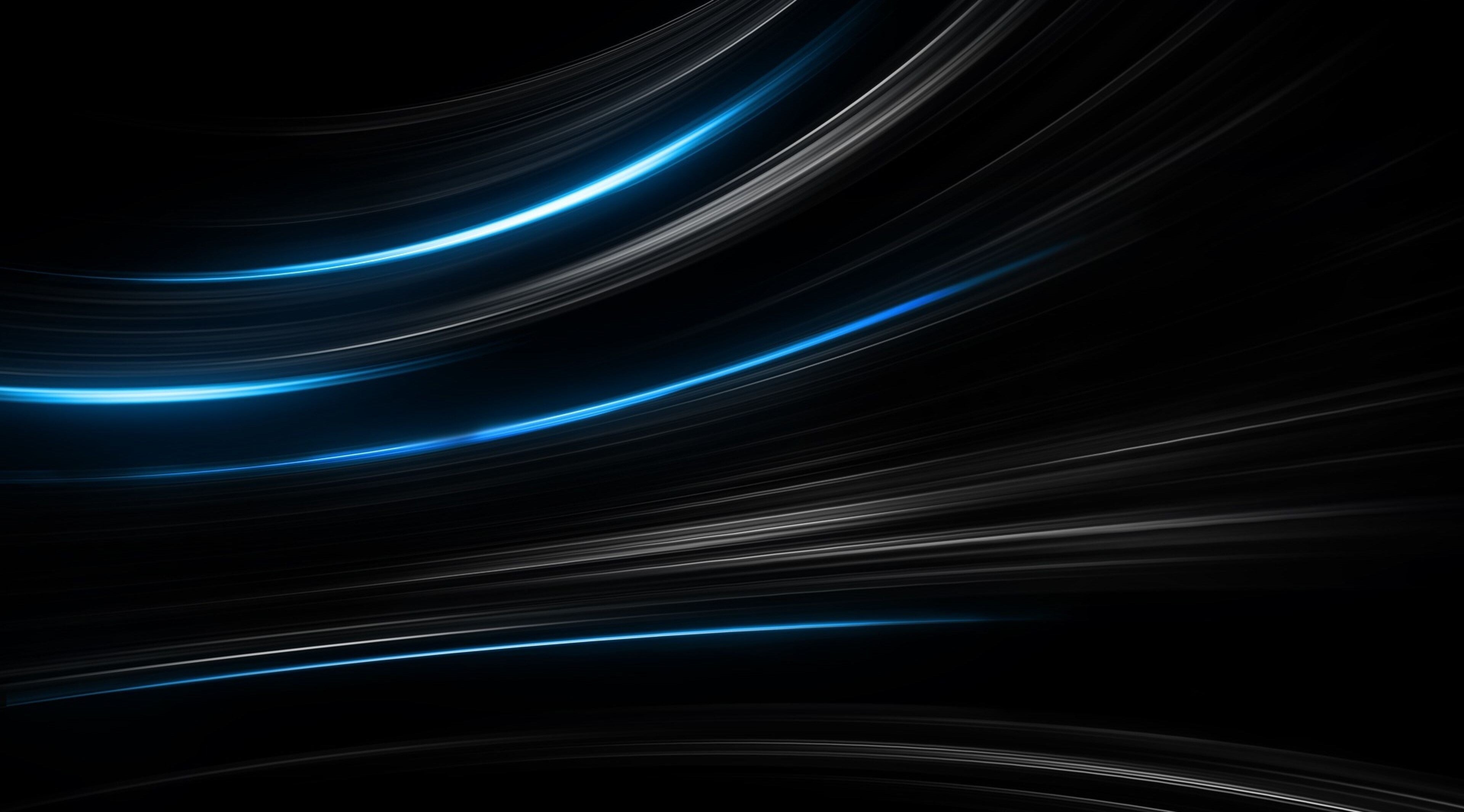 Abstract Blue and White Light Streaks on Black HD Wallpaper