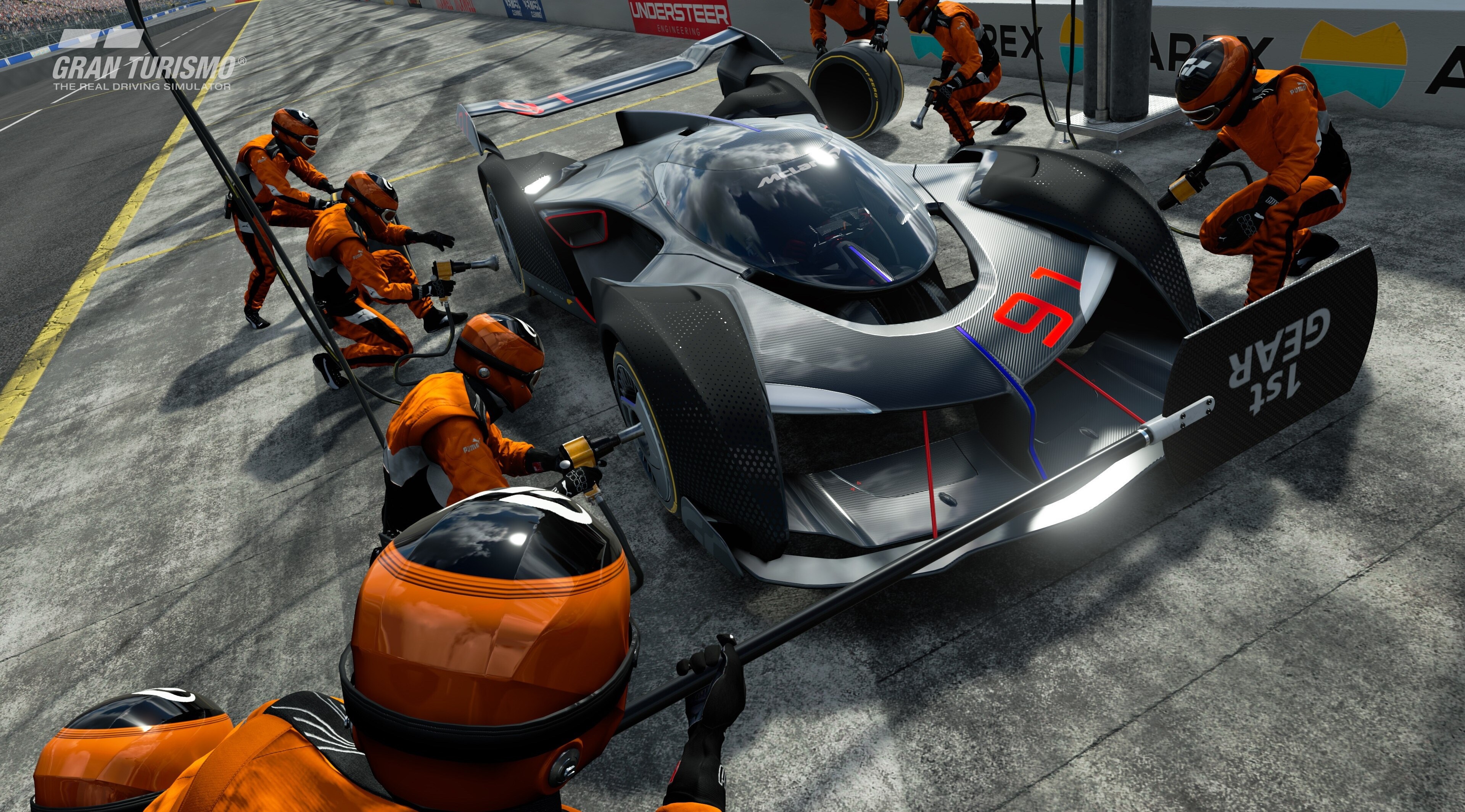 McLaren Ultimate Vision GT pit stop in Gran Turismo 4K HD Wallpaper