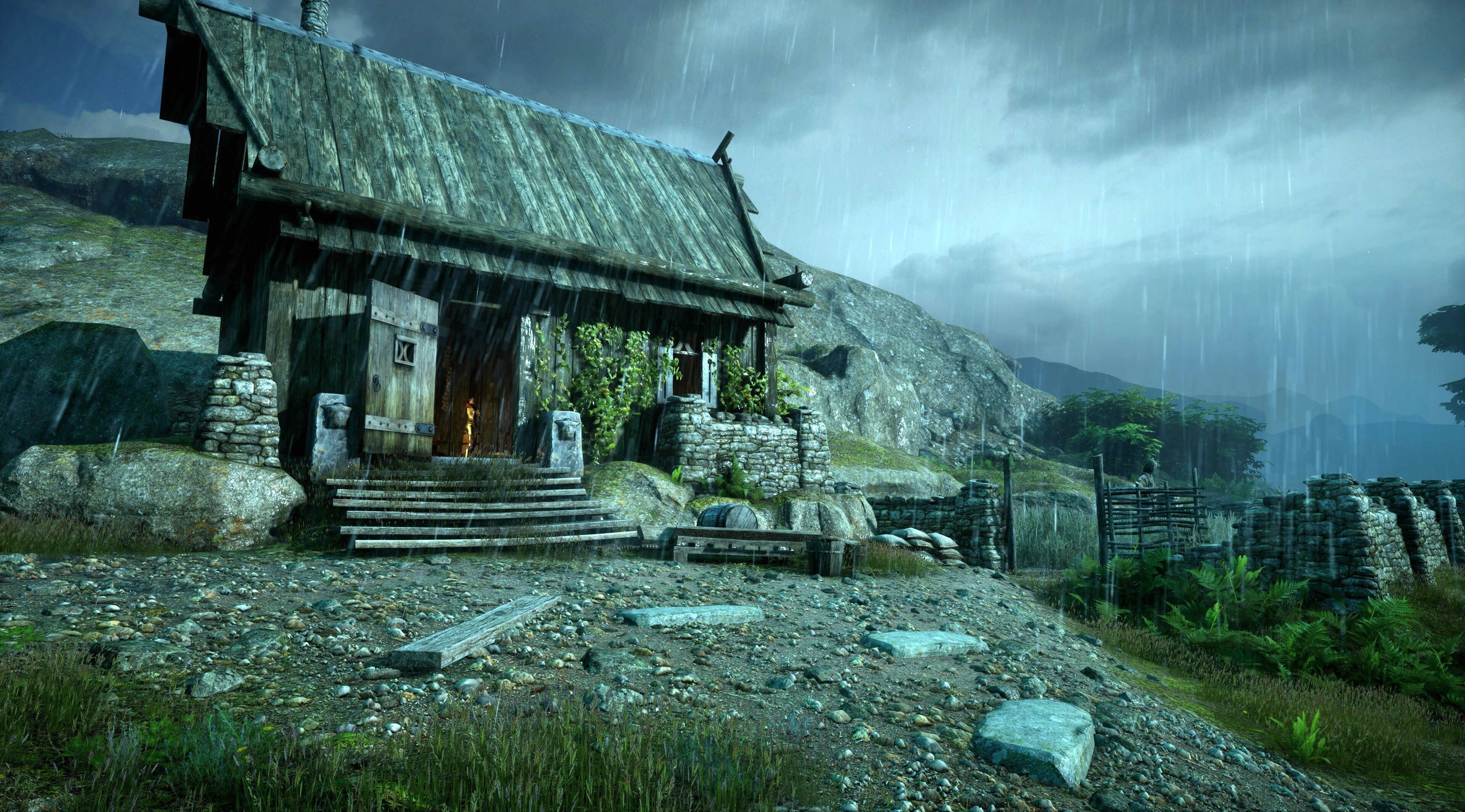 Kingdom Come Deliverance 4K house in rain HD Wallpaper