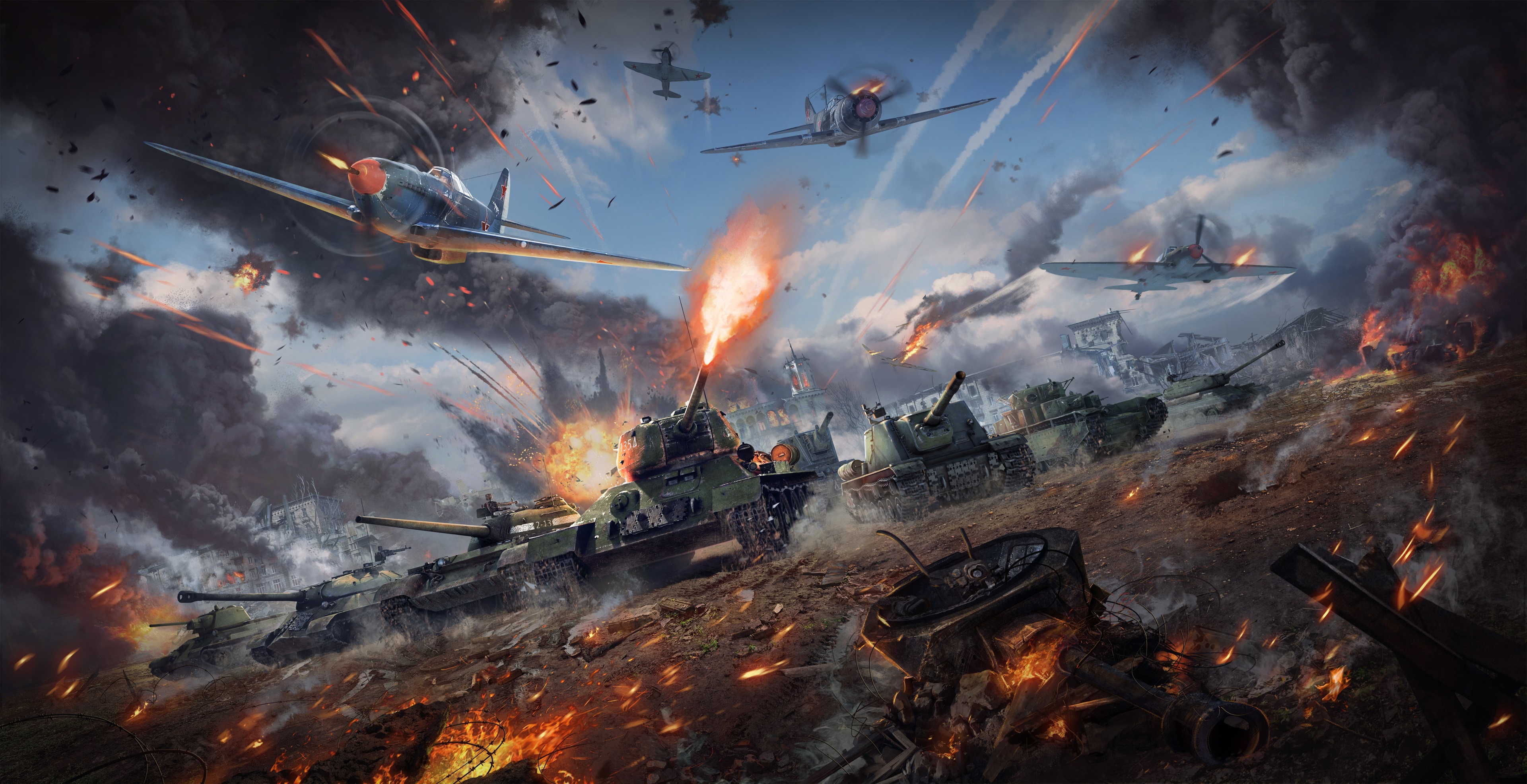 War Thunder 4K Battle Scene HD Wallpaper