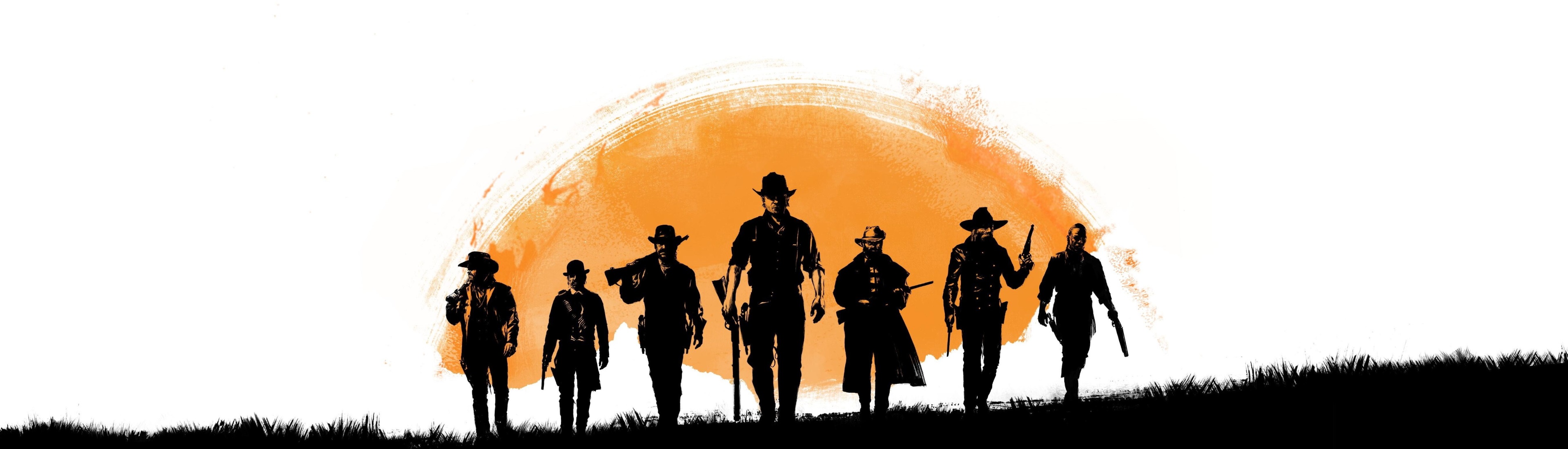 Red Dead Redemption 2 group silhouette 4K HD Wallpaper
