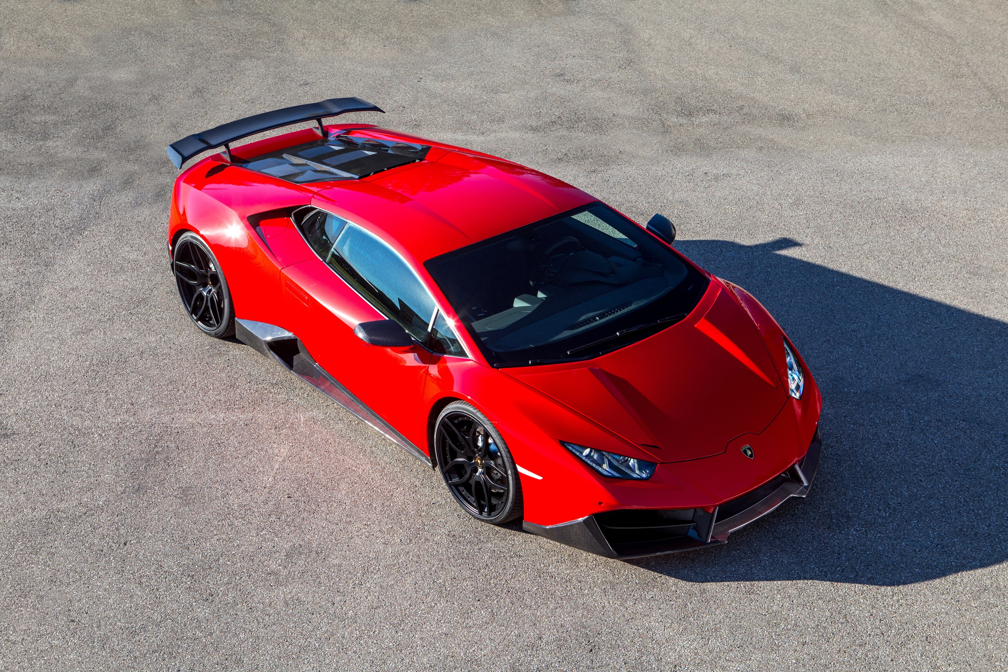 Red Lamborghini Huracan with spoiler HD Wallpaper