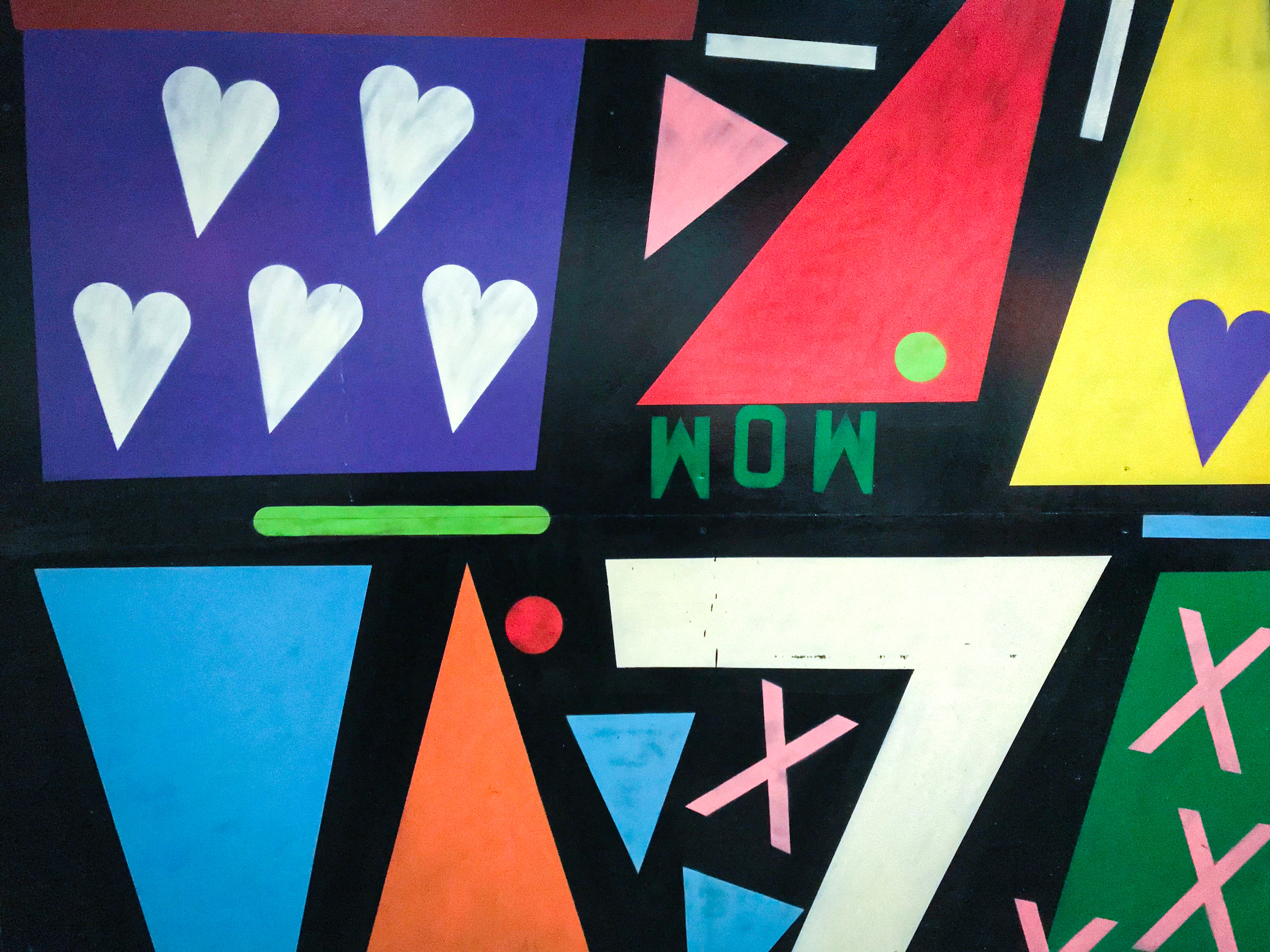 Abstract Geometric Shapes and Hearts with "WOW" HD Wallpaper