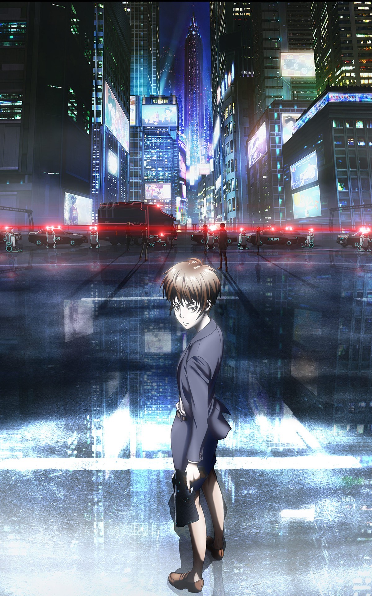 Akane Tsunemori from Psycho-Pass in a futuristic city HD Wallpaper