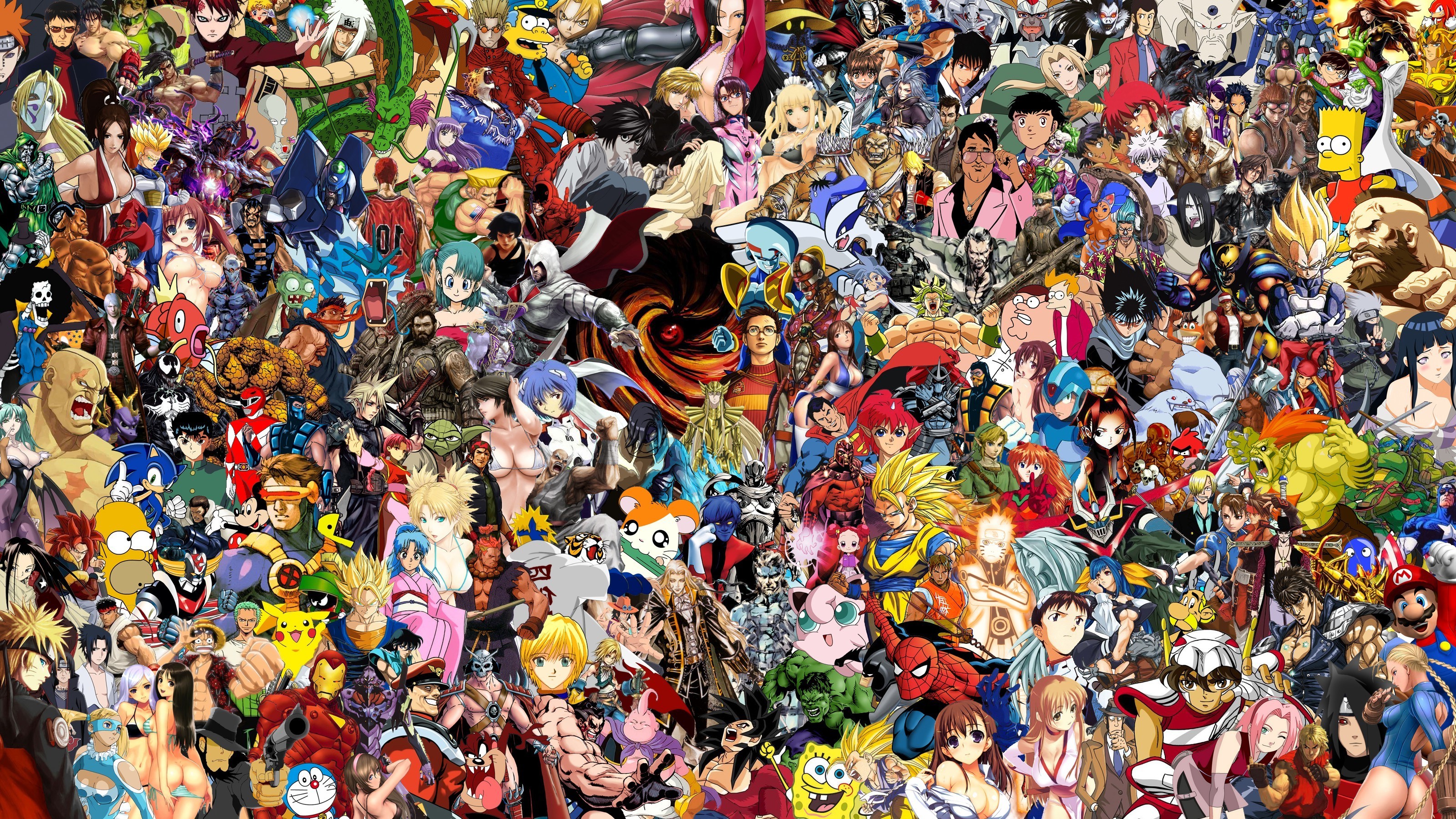 Collage of Anime and Video Game Characters HD Wallpaper