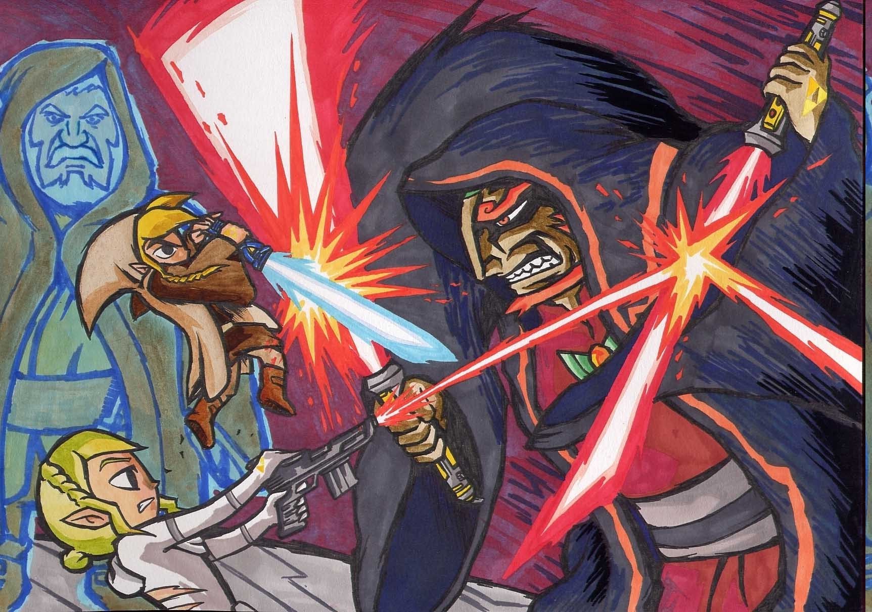 Link and Zelda from Legend of Zelda crossover with Star Wars HD Wallpaper