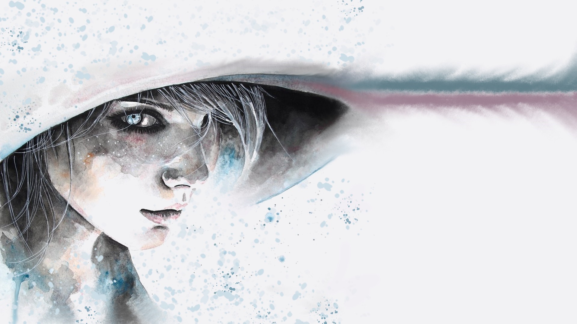 Watercolor painting of a woman's face HD Wallpaper