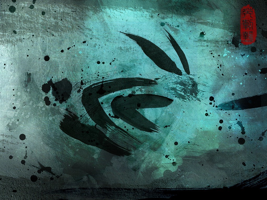Abstract ink painting with red seal HD Wallpaper