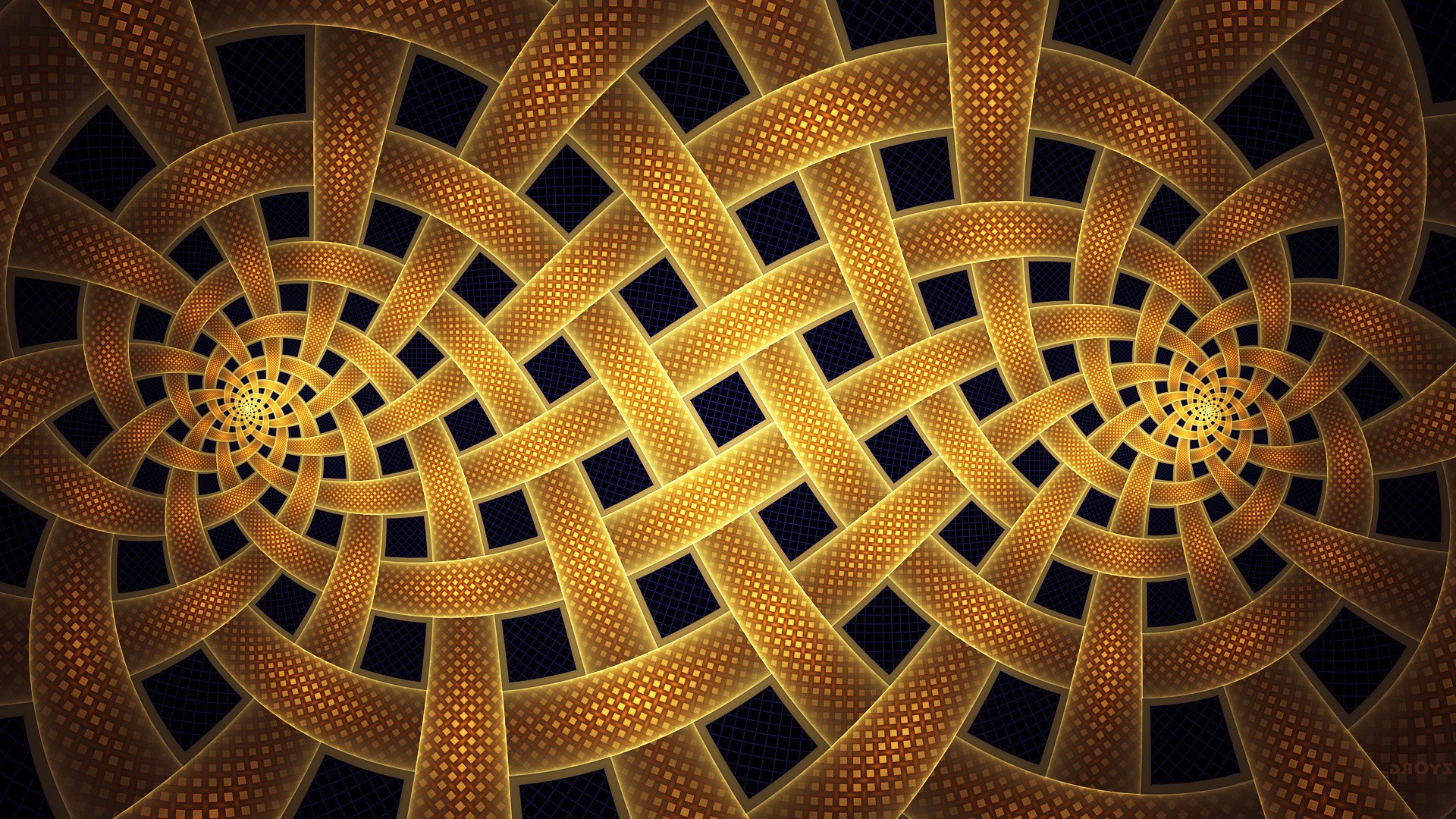 Abstract Gold Fractal Spiral Pattern HD Wallpaper