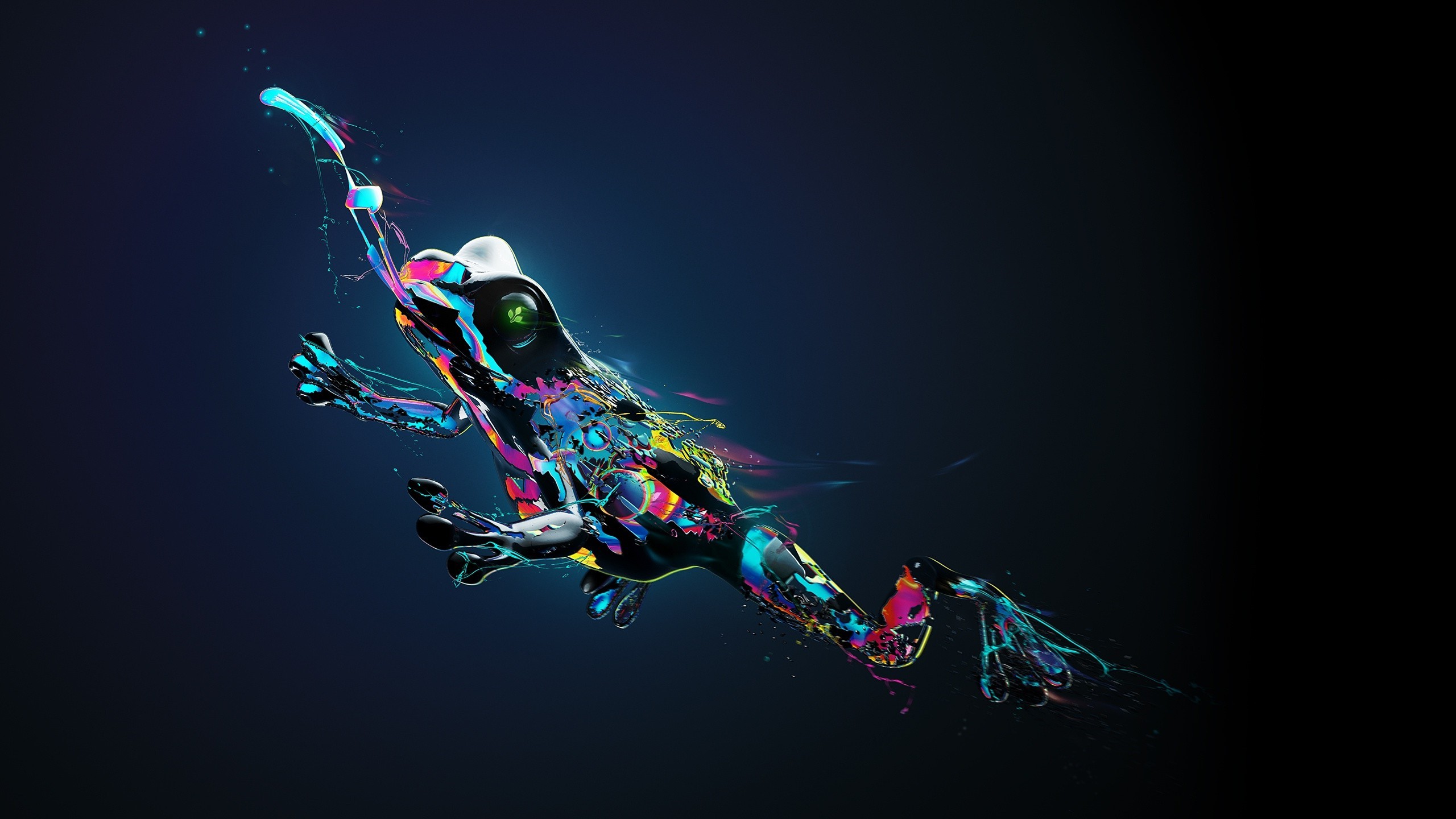Colorful abstract frog with paint splatter HD Wallpaper