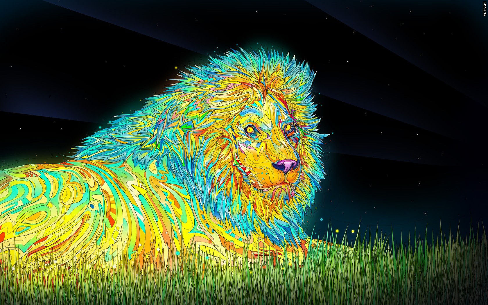 Psychedelic Lion Digital Art by Matei Apostolescu HD Wallpaper